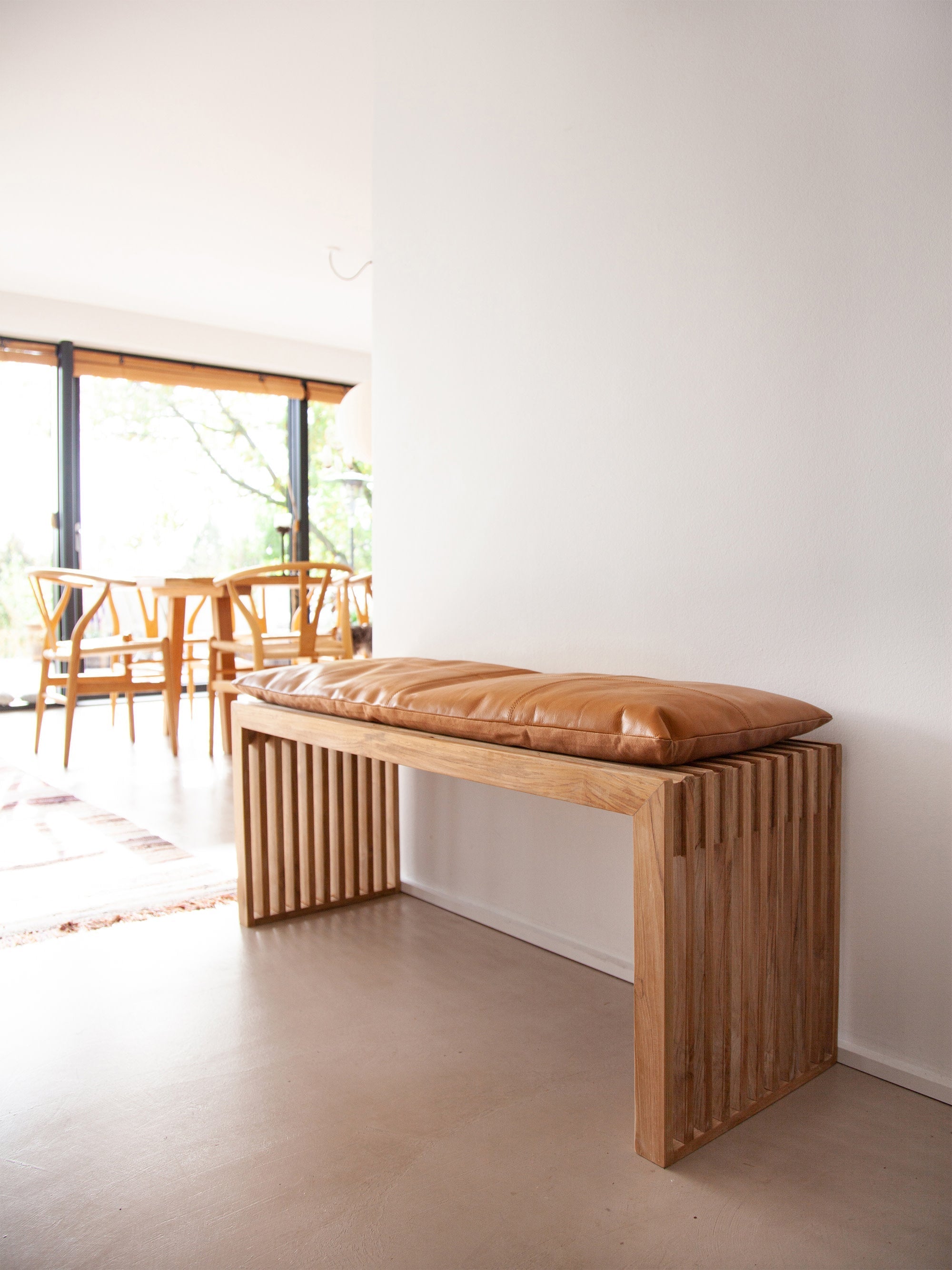 Rib Teak Wood Bench