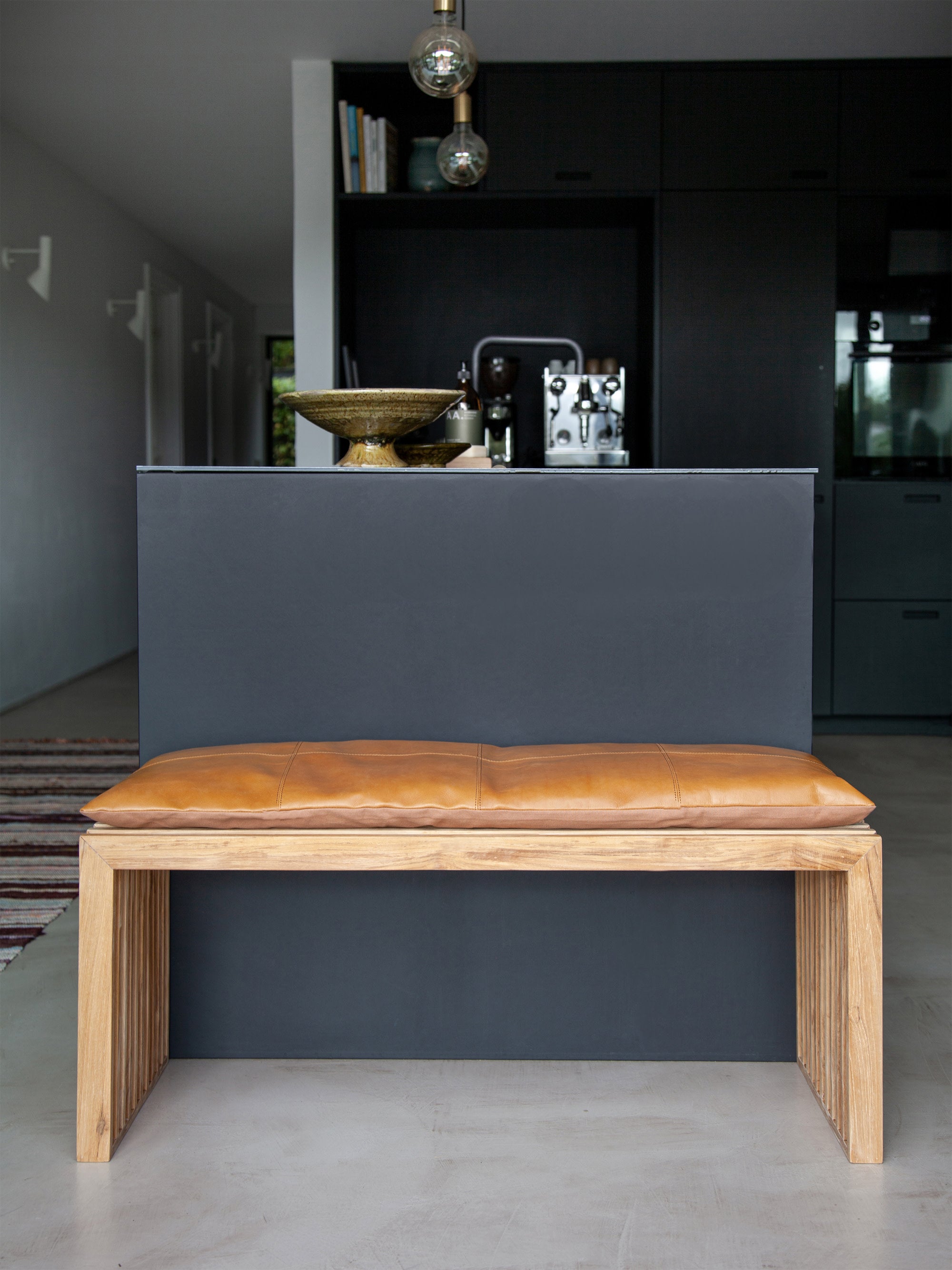 Rib Teak Wood Bench