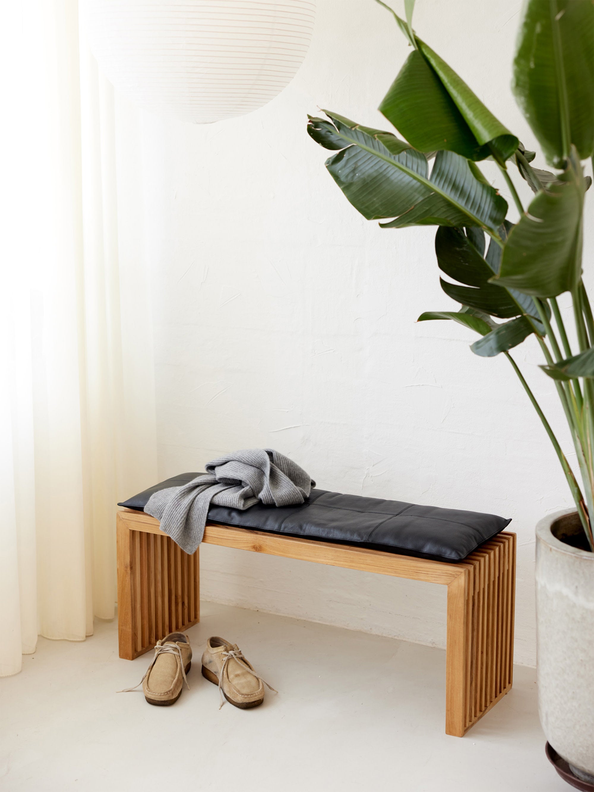 Rib Teak Wood Bench