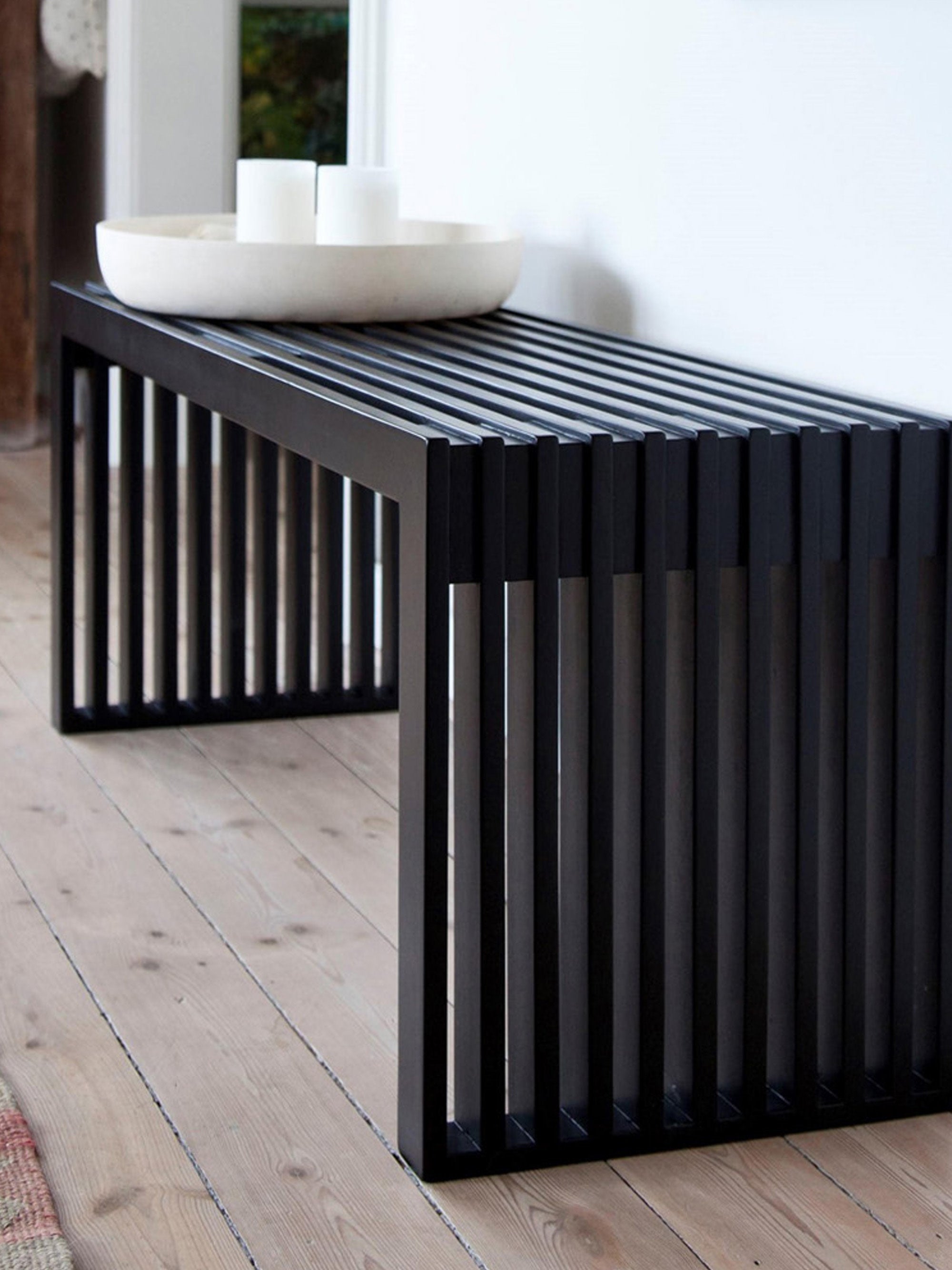 Rib Mahogany Wood Bench