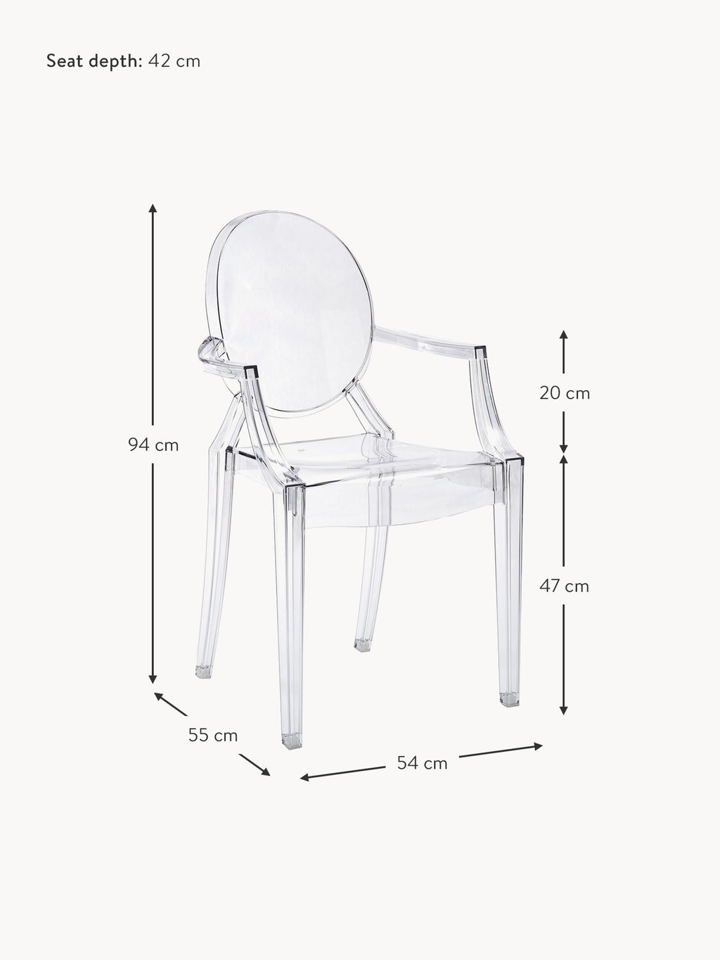 Ghost Design Dining Chair Louis with Armrests