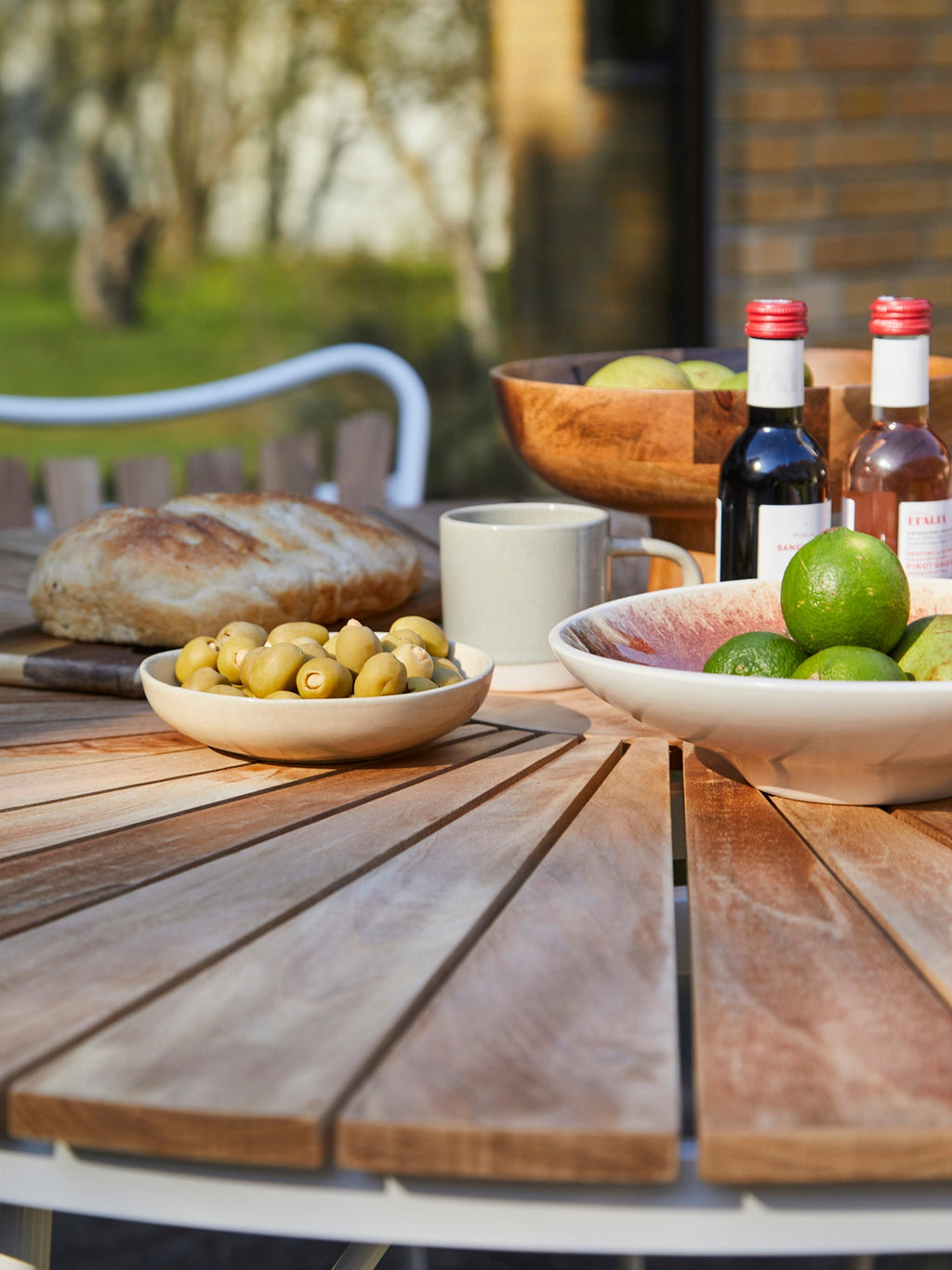 Ellen Round Garden Table with Teak Wood Top, Various Sizes