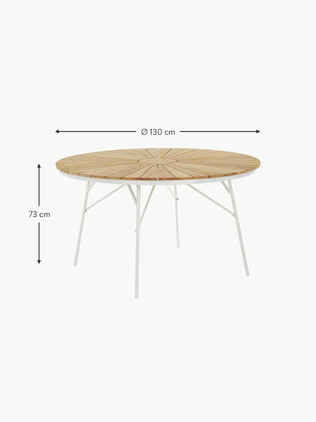Ellen Round Garden Table with Teak Wood Top, Various Sizes