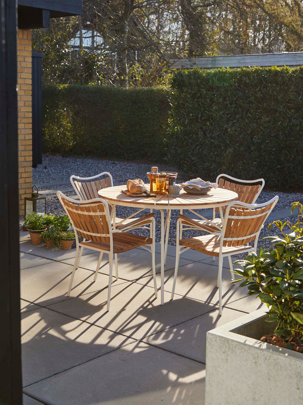 Ellen Round Garden Table with Teak Wood Top, Various Sizes