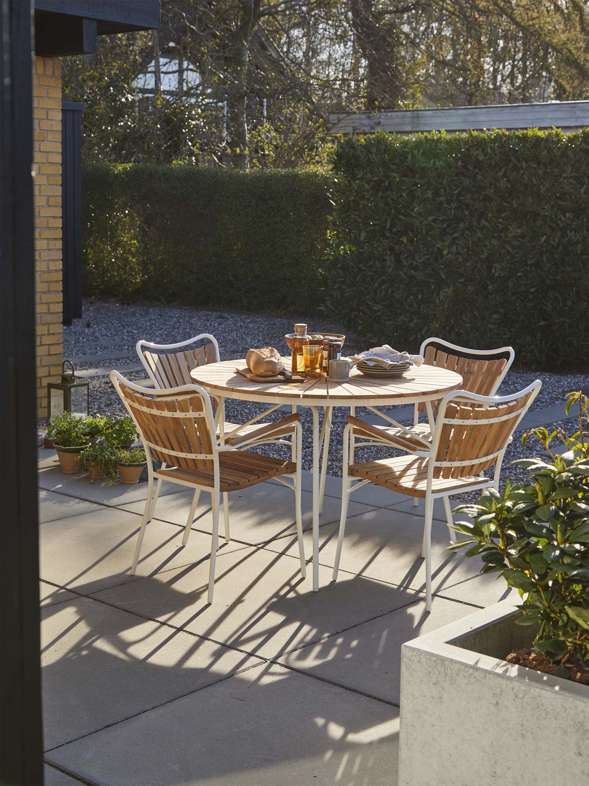 Ellen Round Garden Table with Teak Wood Top, Various Sizes