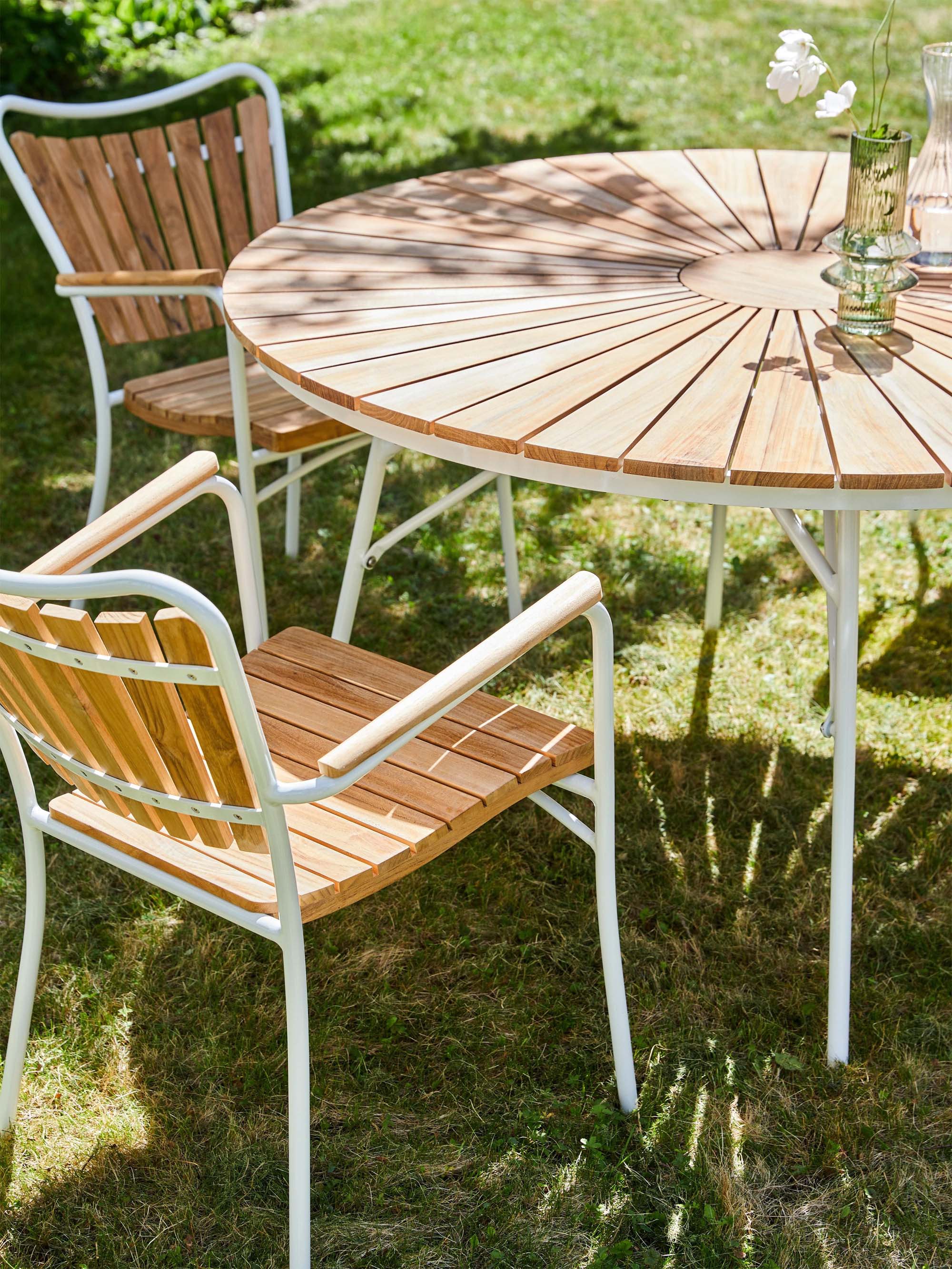 Ellen Round Garden Table with Teak Wood Top, Various Sizes