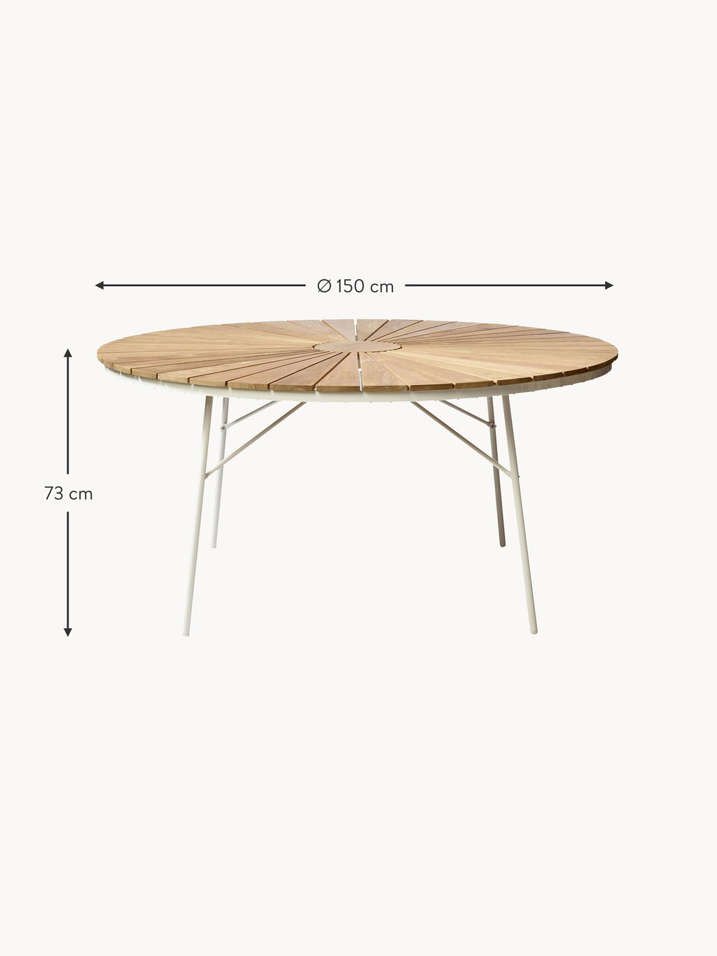 Ellen Round Garden Table with Teak Wood Top, Various Sizes