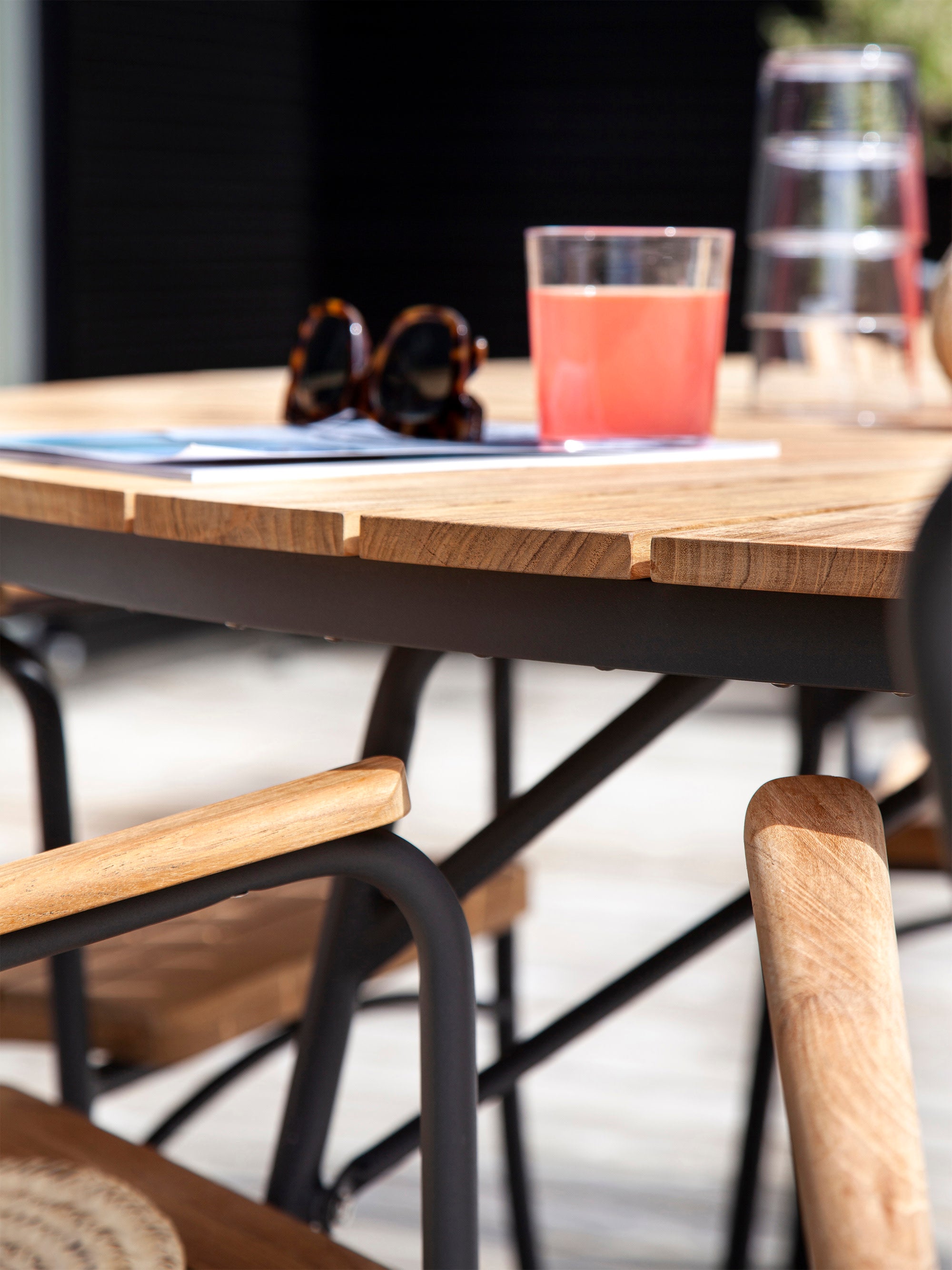 Ellen Round Garden Table with Teak Wood Top, Various Sizes