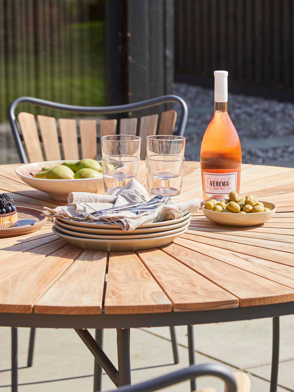 Ellen Round Garden Table with Teak Wood Top, Various Sizes