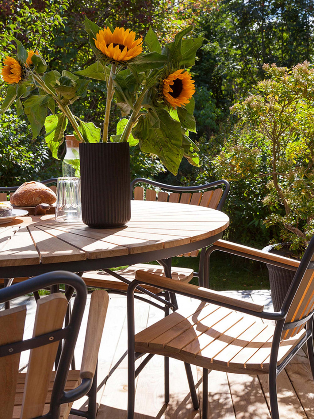 Ellen Round Garden Table with Teak Wood Top, Various Sizes
