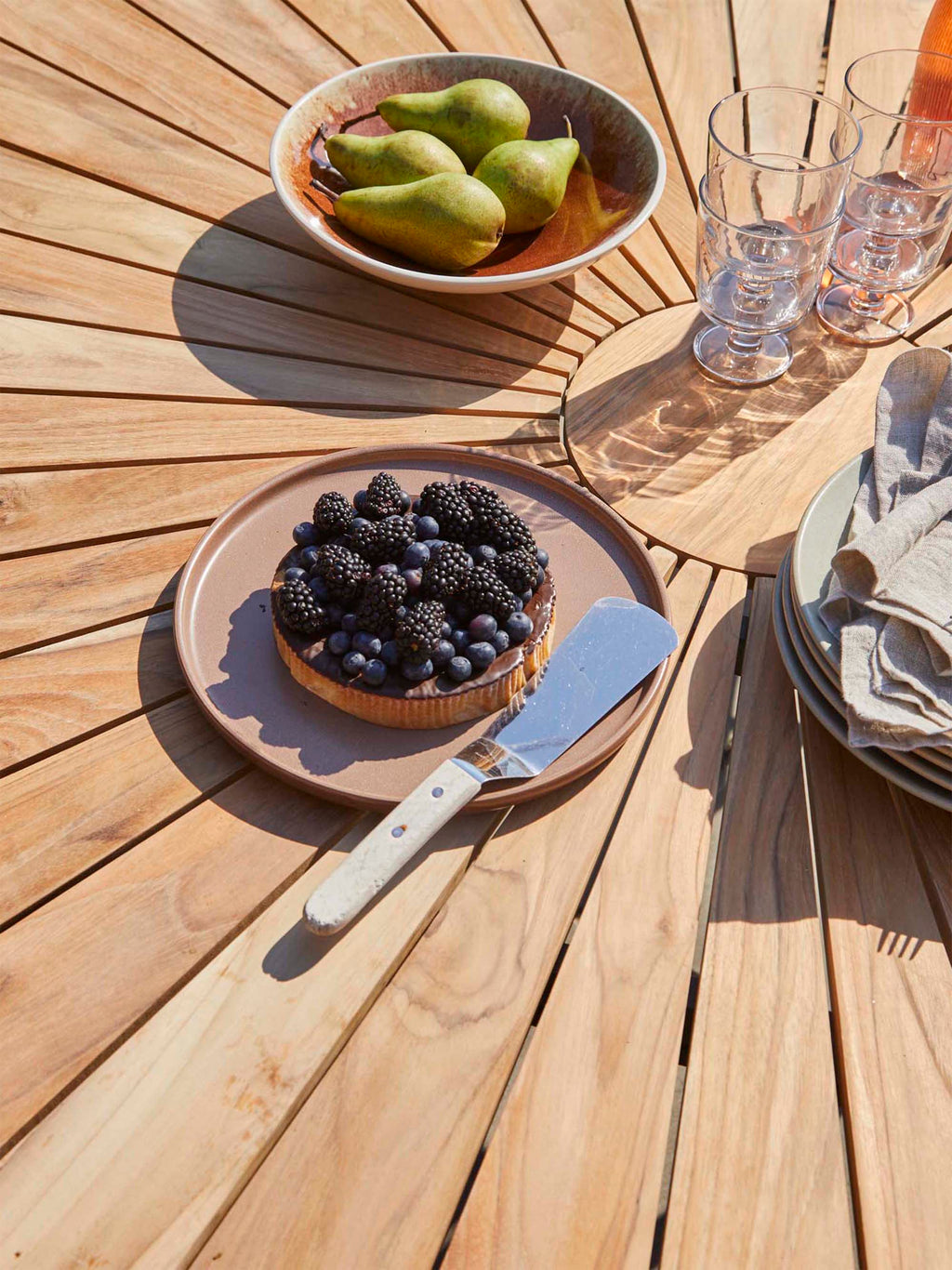 Ellen Round Garden Table with Teak Wood Top, Various Sizes