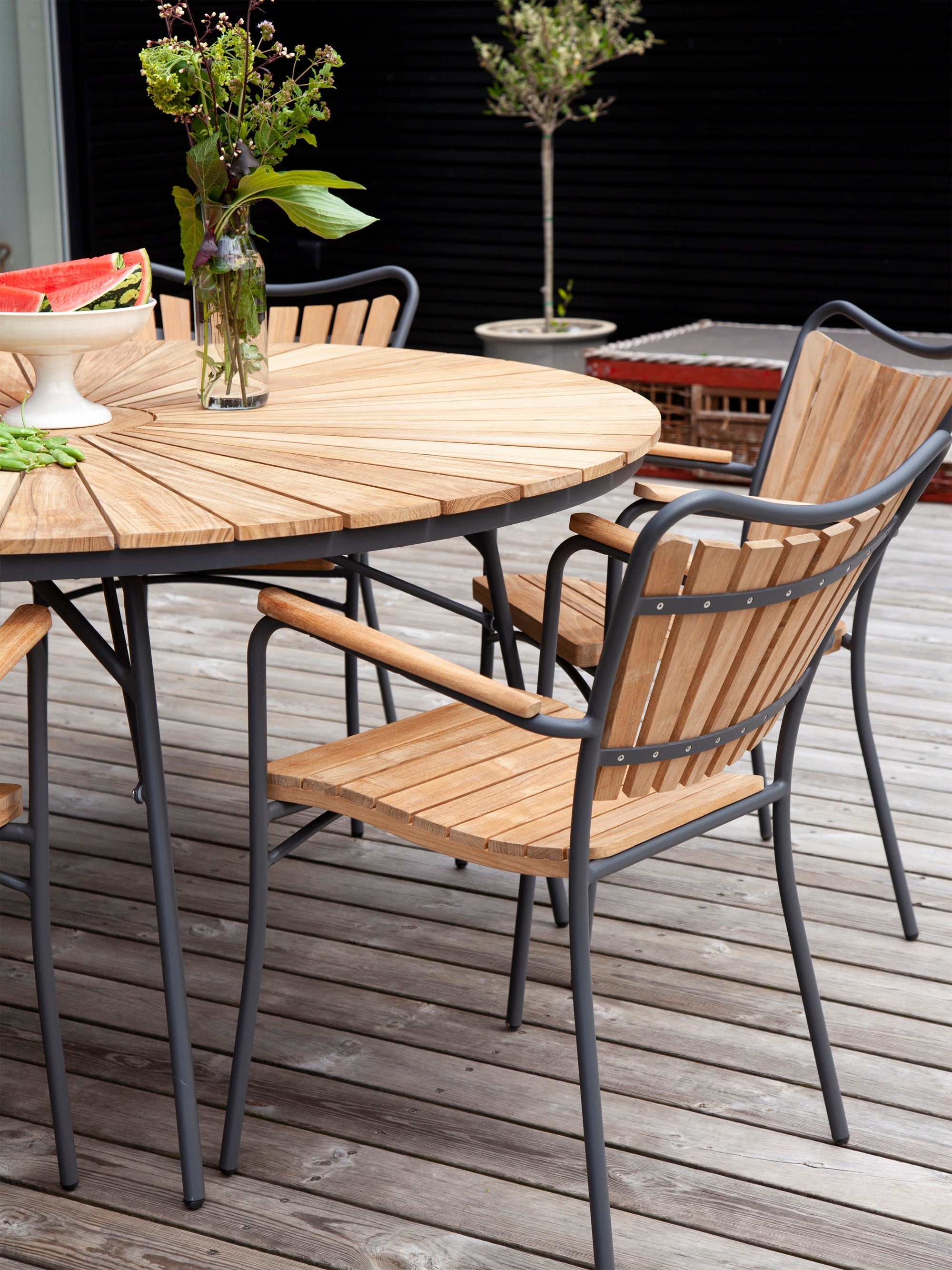 Ellen Round Garden Table with Teak Wood Top, Various Sizes
