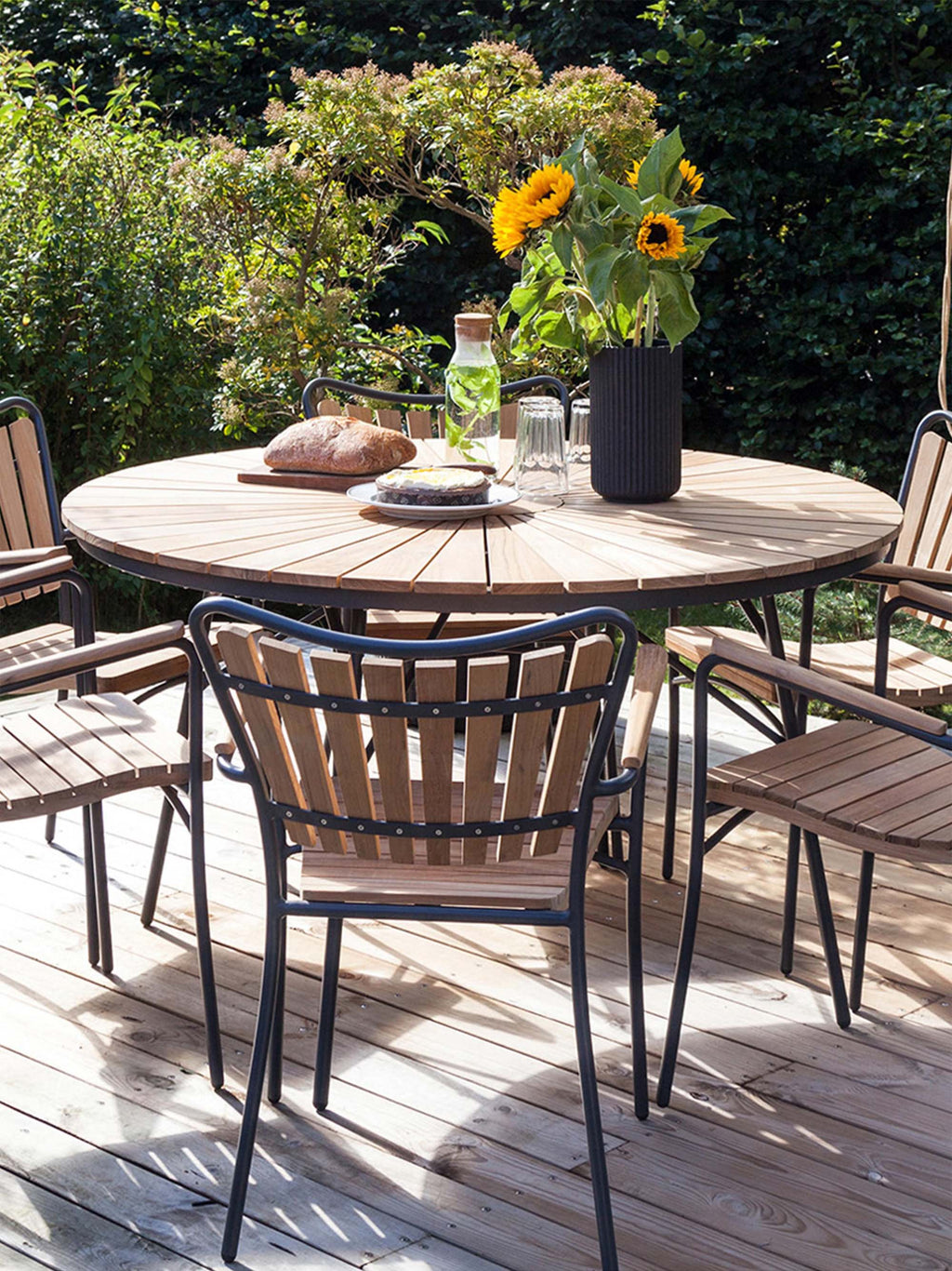 Ellen Round Garden Table with Teak Wood Top, Various Sizes