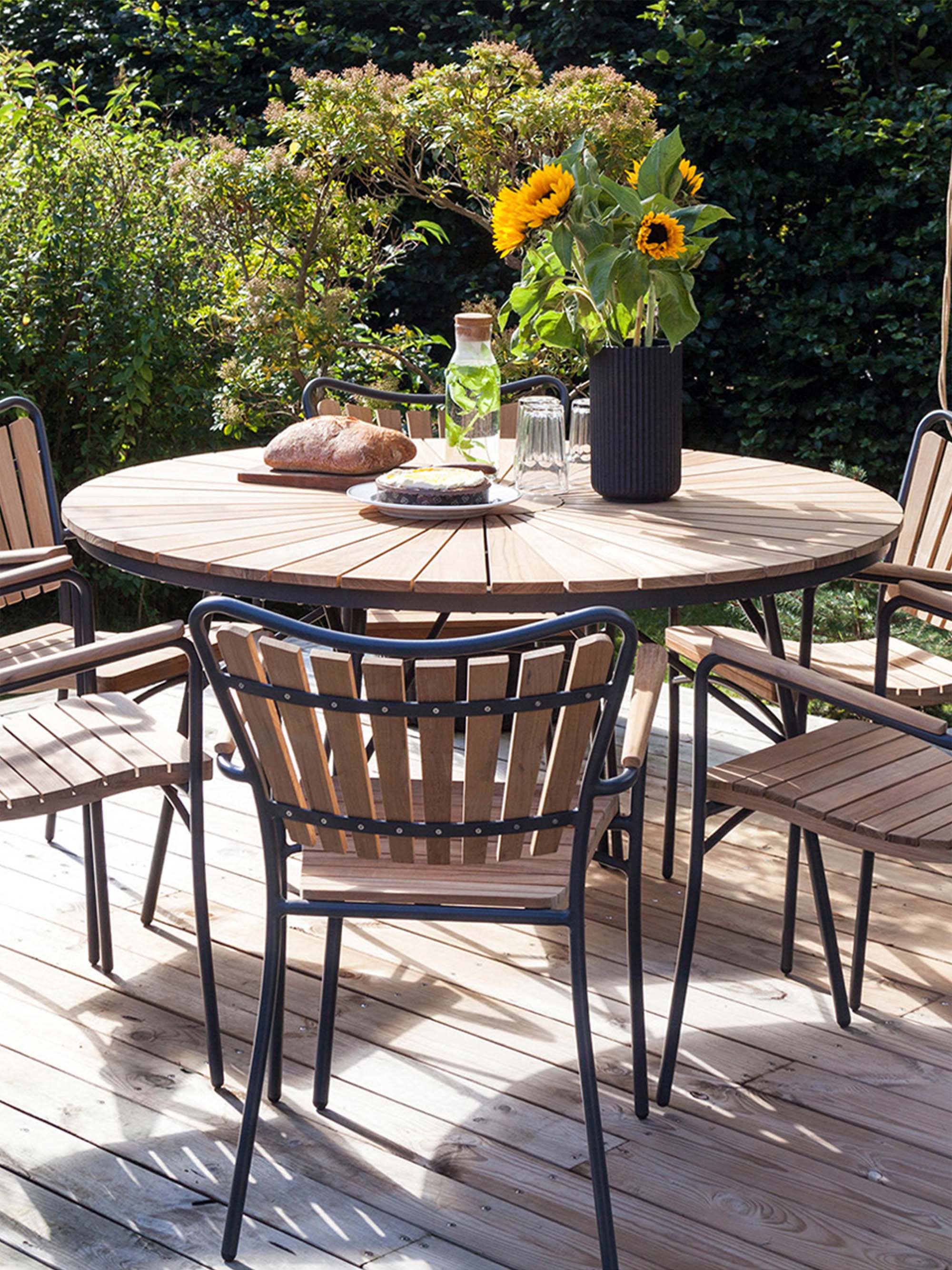 Ellen Round Garden Table with Teak Wood Top, Various Sizes