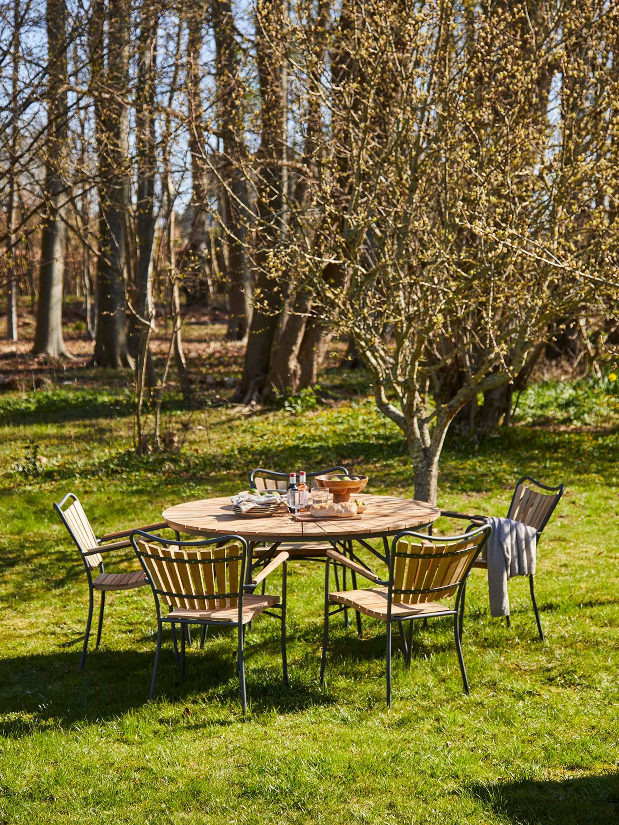 Ellen Round Garden Table with Teak Wood Top, Various Sizes