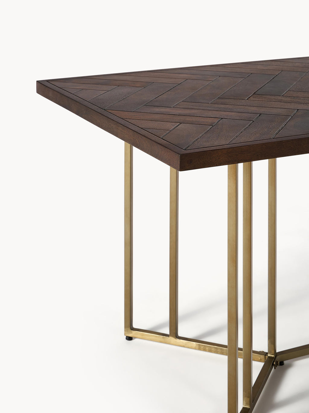 Luca Mango Wood Dining Table with Herringbone Pattern, in various sizes
