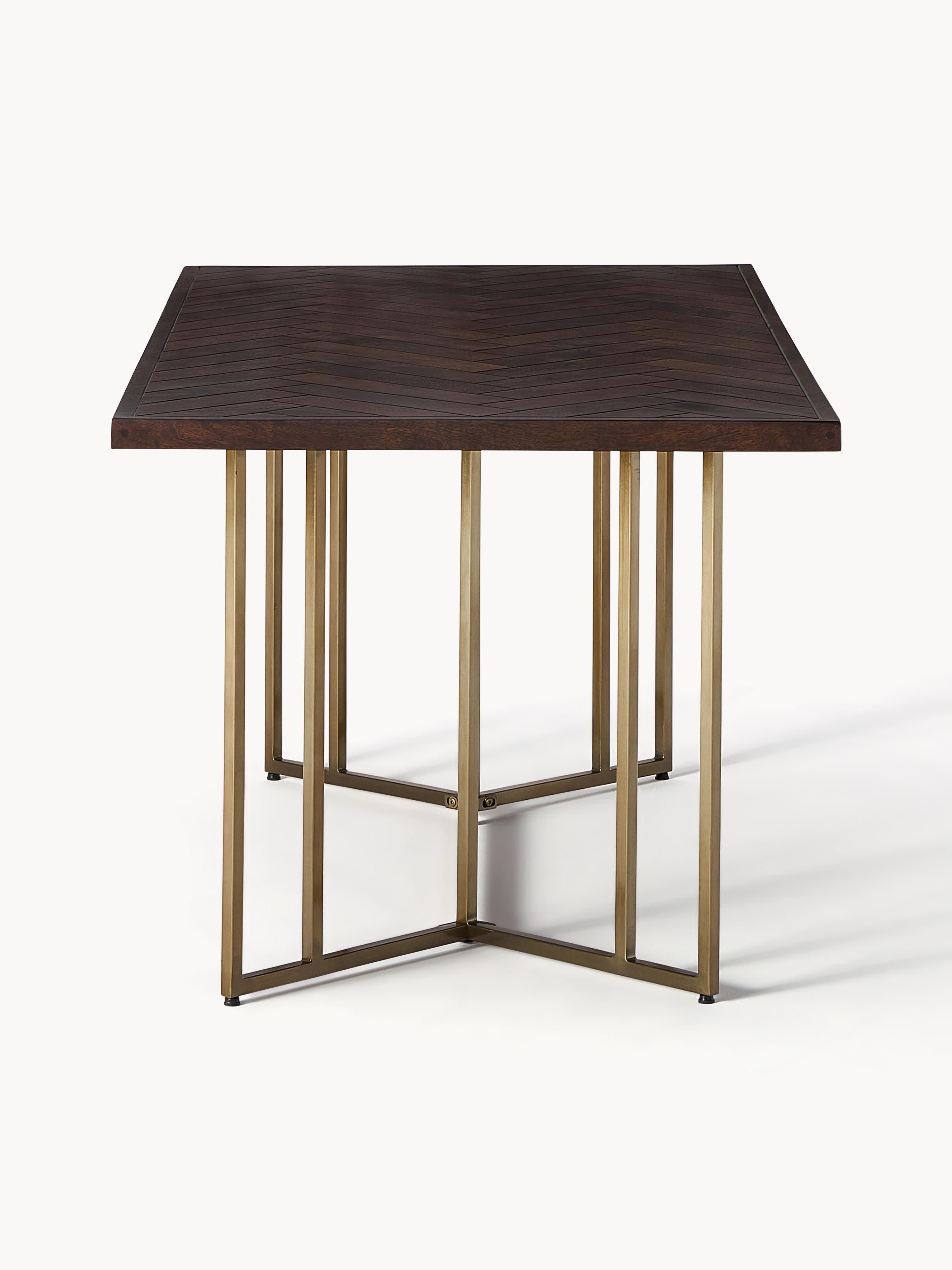 Luca Mango Wood Dining Table with Herringbone Pattern, in various sizes