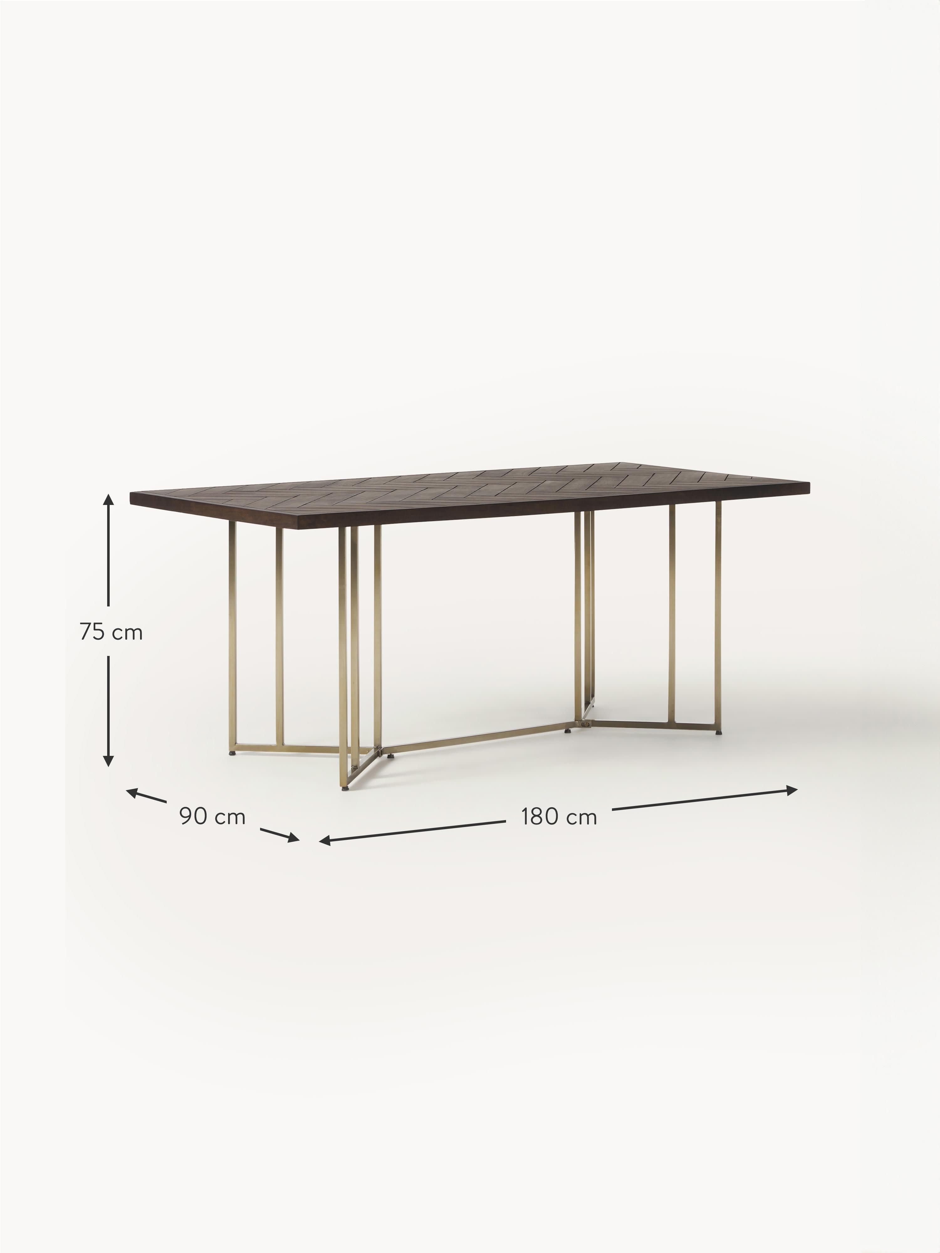 Luca Mango Wood Dining Table with Herringbone Pattern, in various sizes