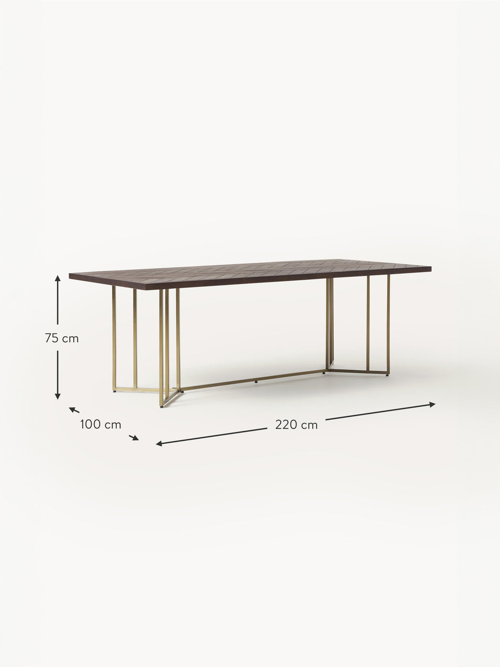 Luca Mango Wood Dining Table with Herringbone Pattern, in various sizes