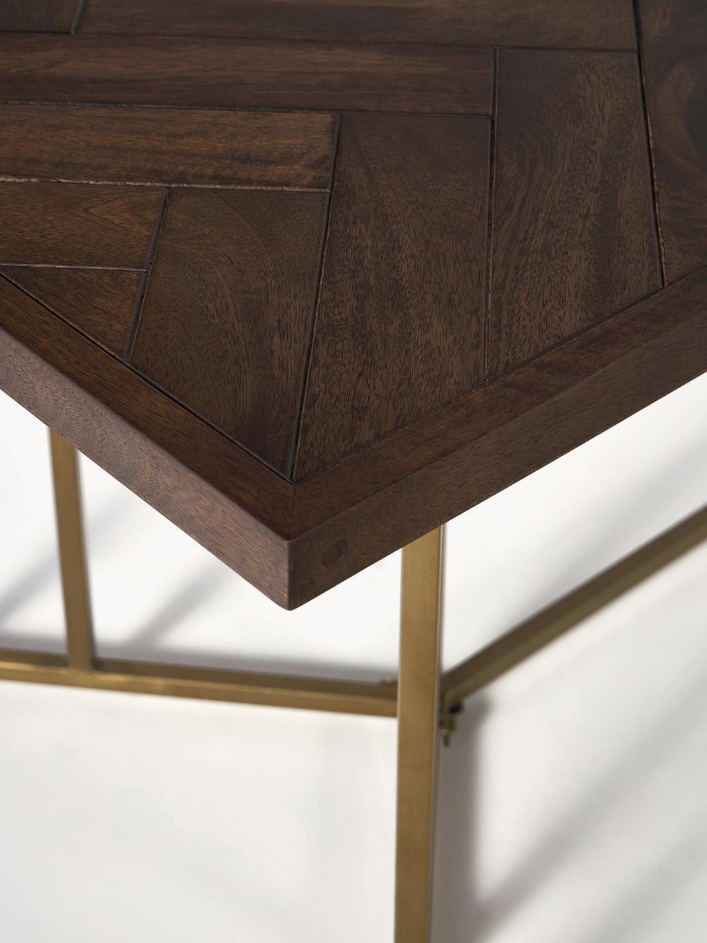 Luca Mango Wood Dining Table with Herringbone Pattern, in various sizes
