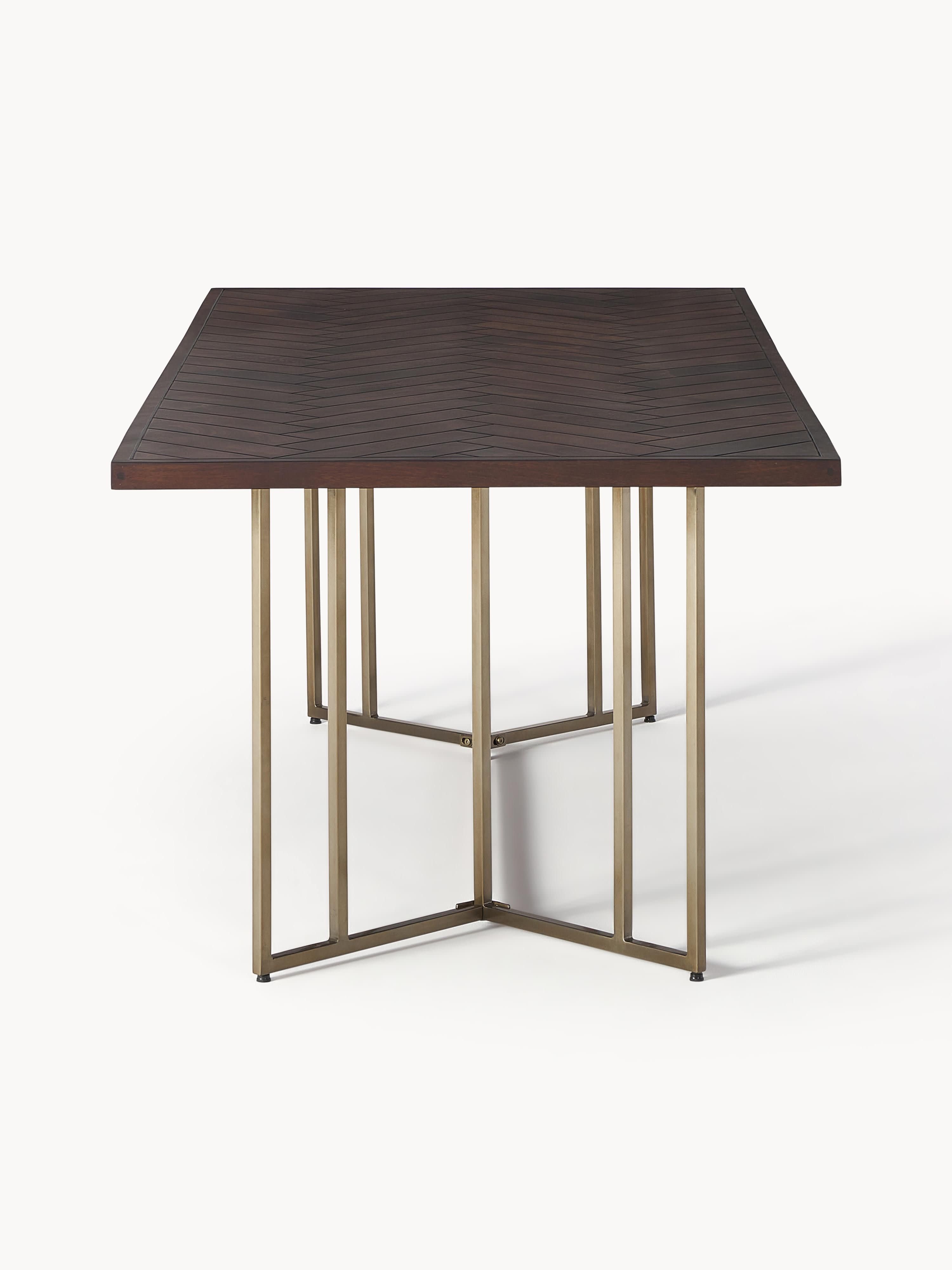 Luca Mango Wood Dining Table with Herringbone Pattern, in various sizes