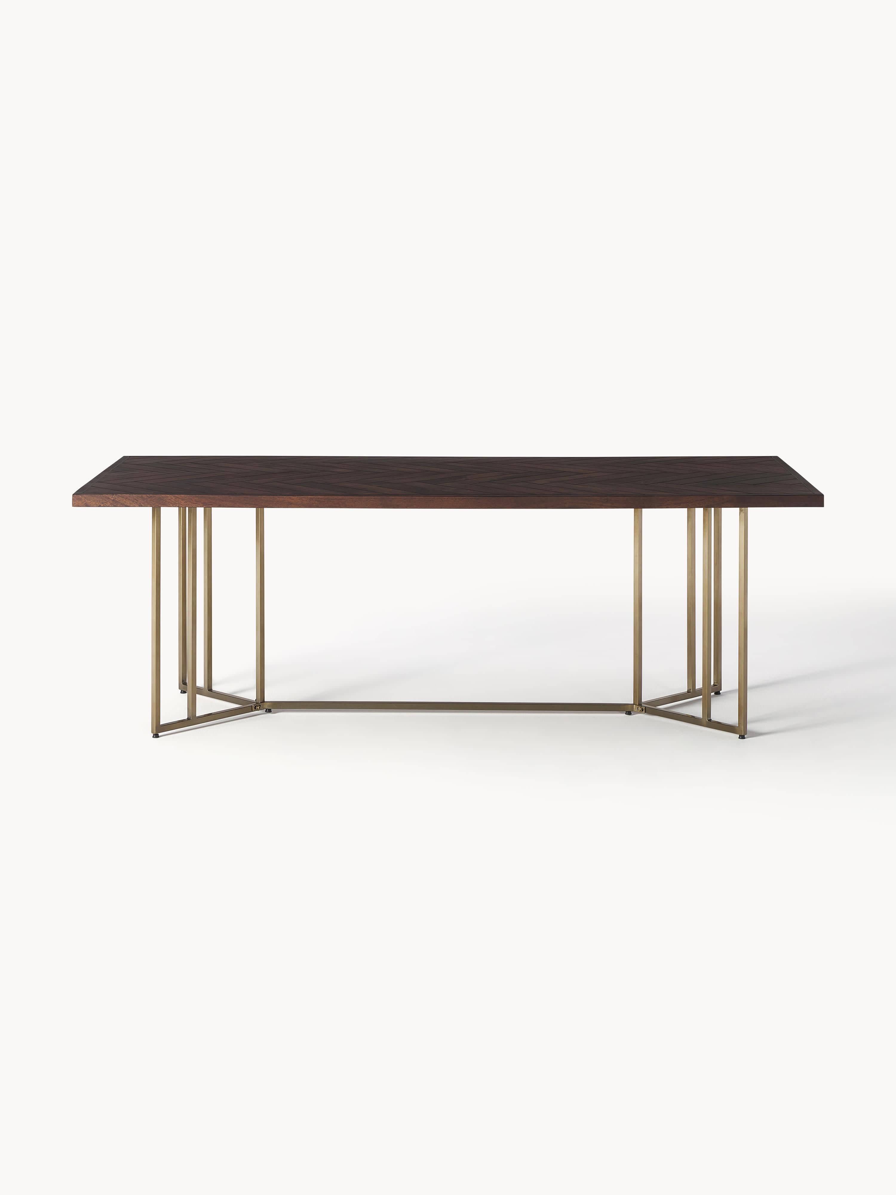 Luca Mango Wood Dining Table with Herringbone Pattern, in various sizes