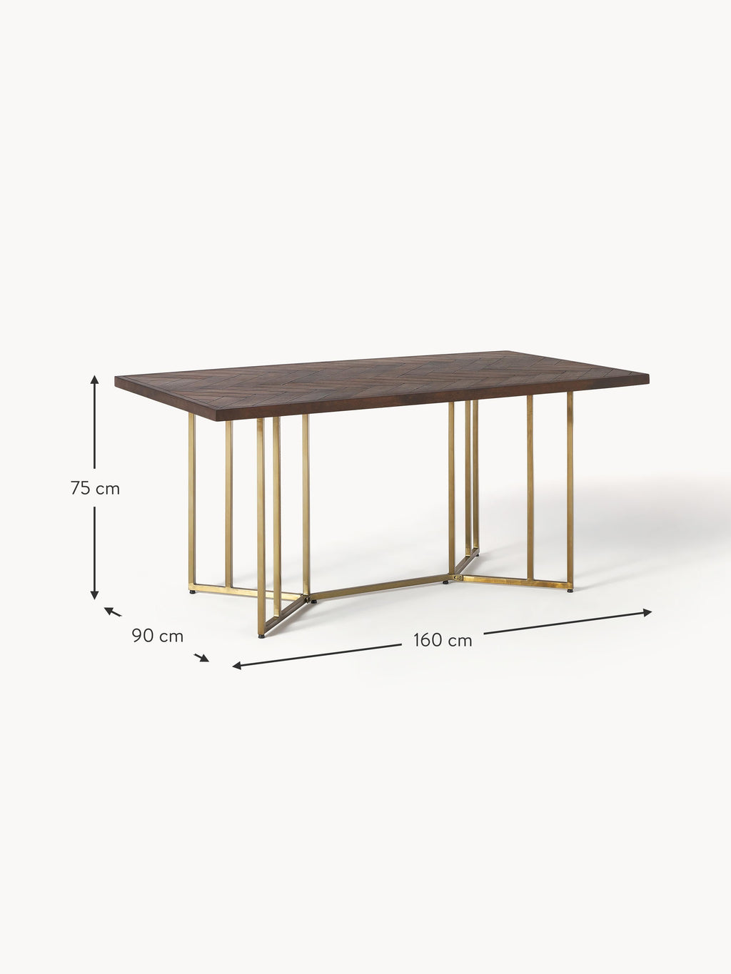 Luca Mango Wood Dining Table with Herringbone Pattern, in various sizes