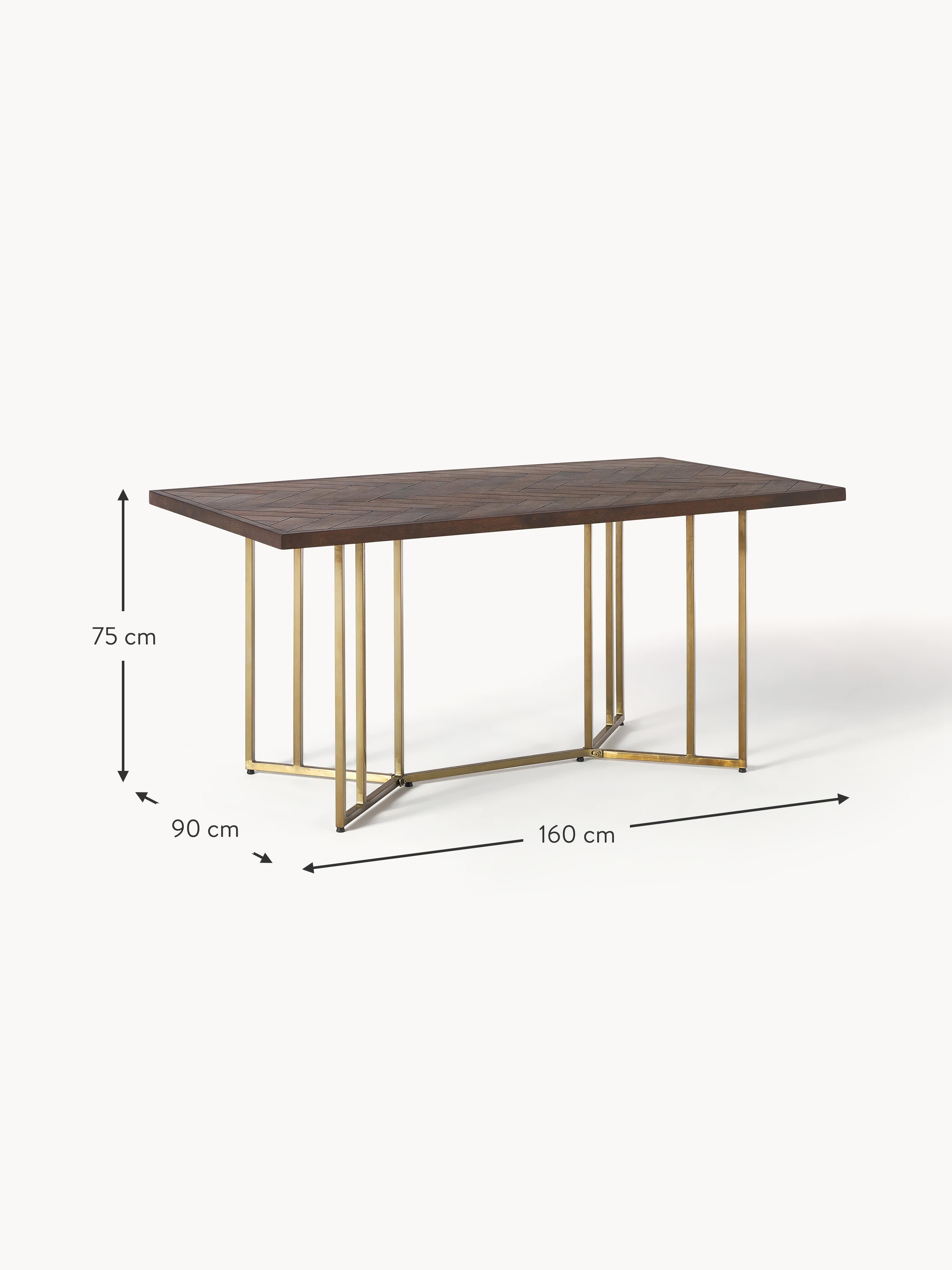 Luca Mango Wood Dining Table with Herringbone Pattern, in various sizes
