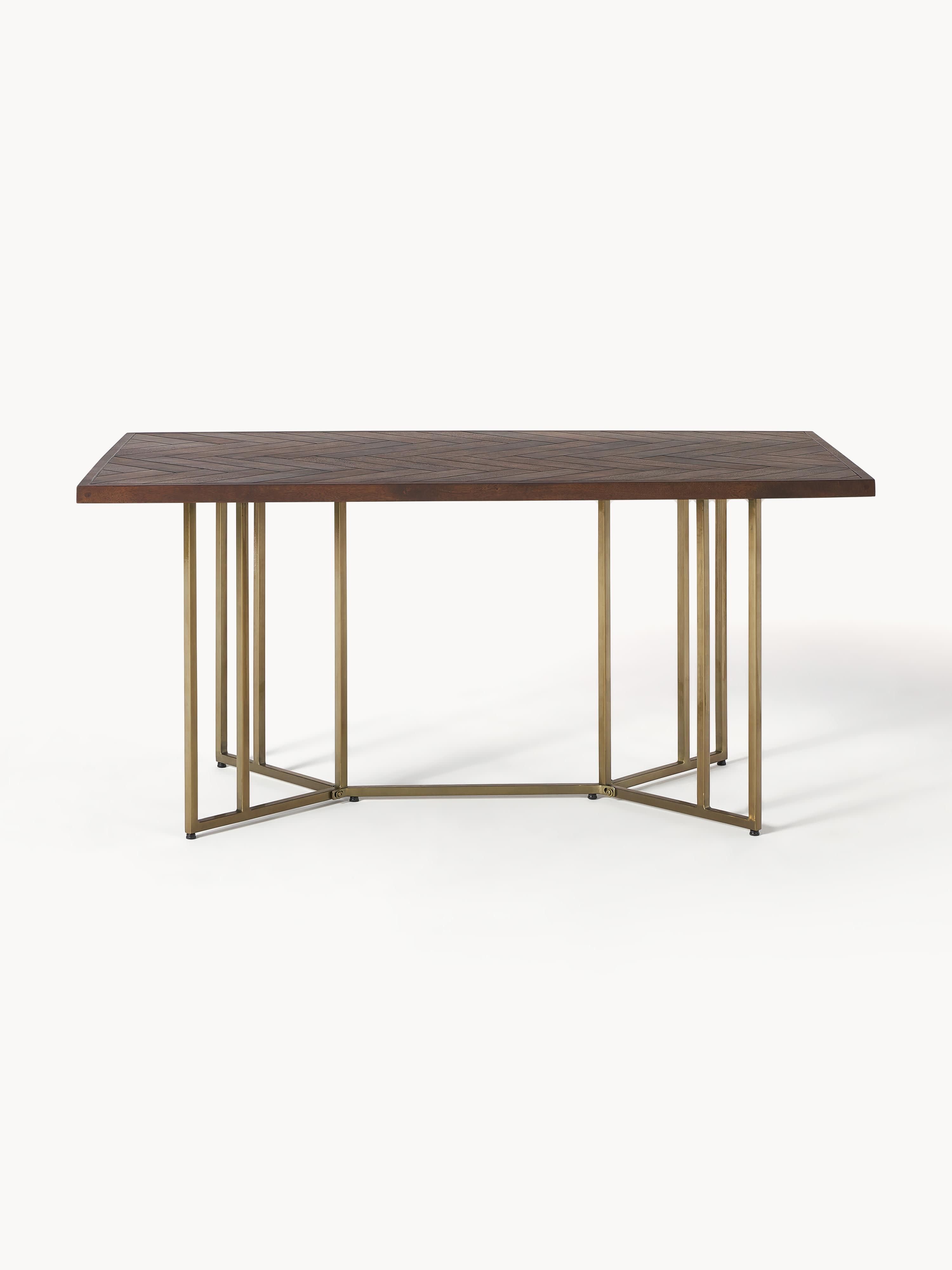 Luca Mango Wood Dining Table with Herringbone Pattern, in various sizes