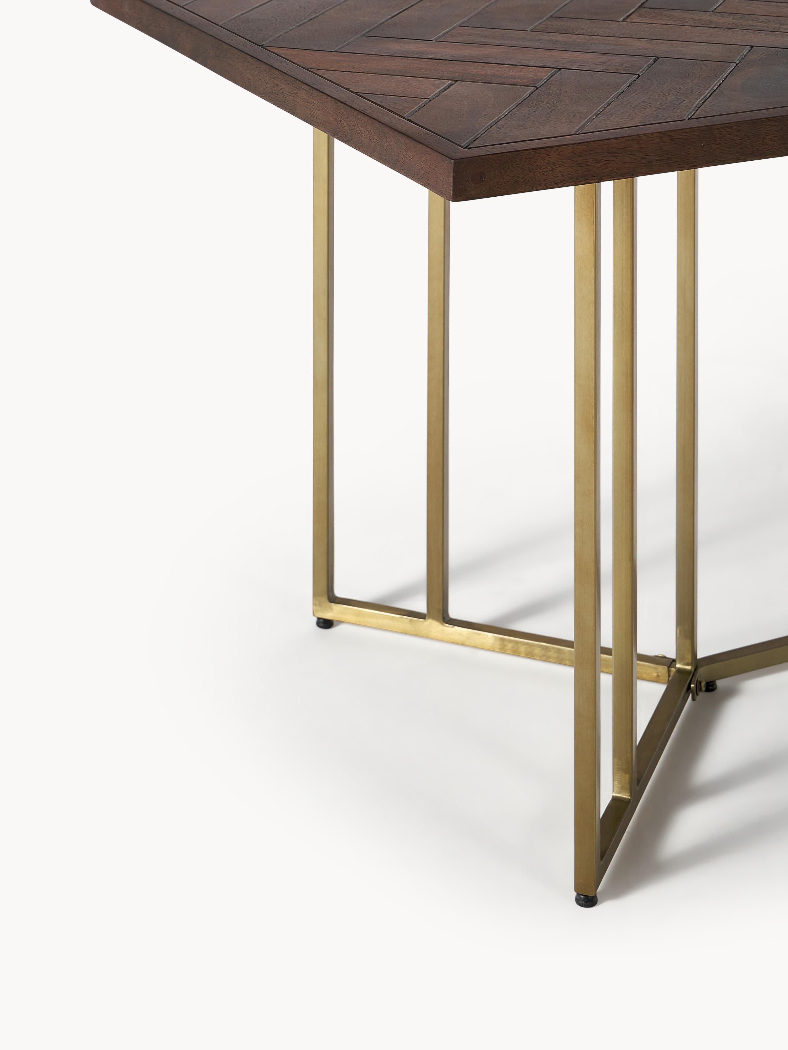 Luca Mango Wood Dining Table with Herringbone Pattern, in various sizes