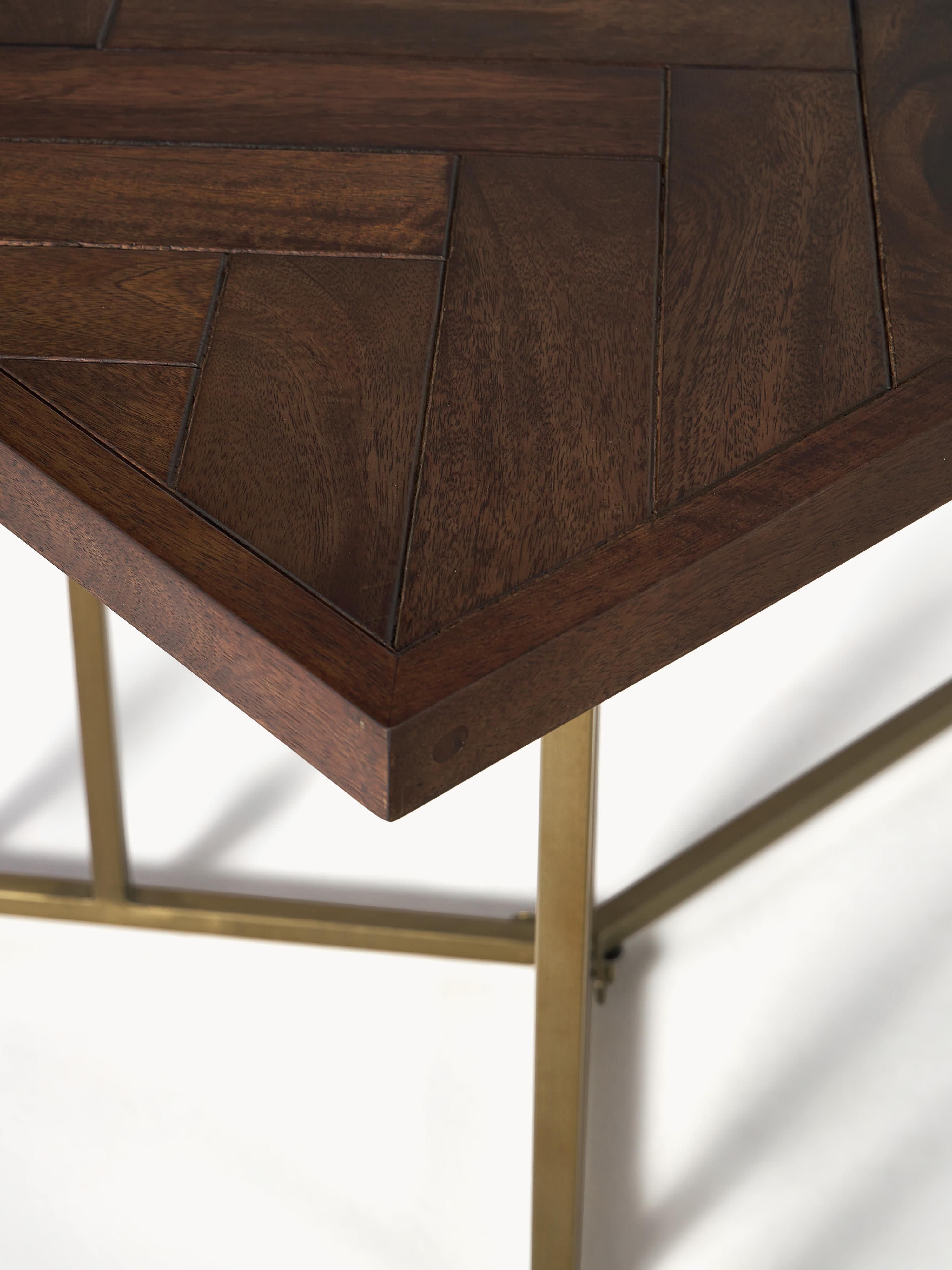 Luca Mango Wood Dining Table with Herringbone Pattern, in various sizes