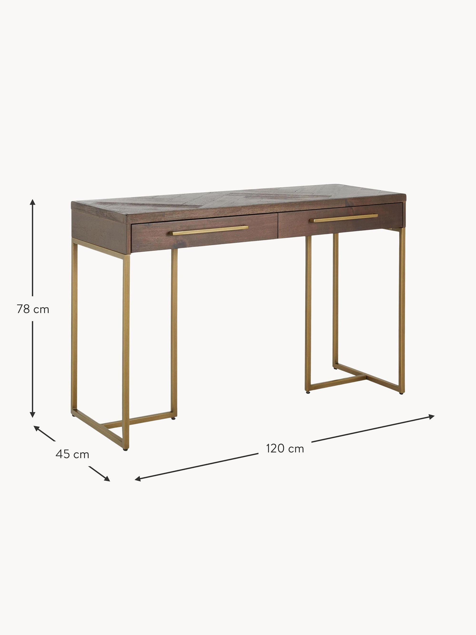 Class Herringbone Console Table with Acacia Wood Veneer