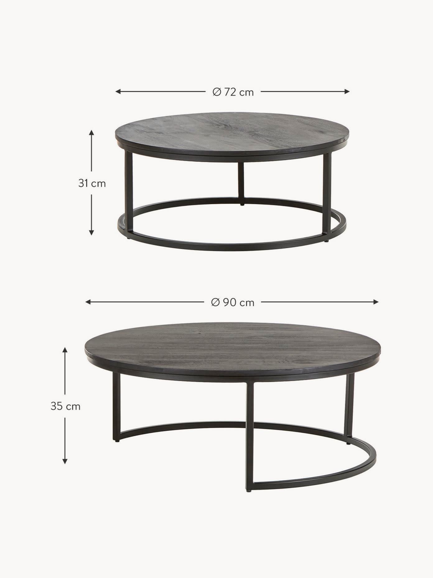 Andrew Round Mango Wood Coffee Tables, Set of 2