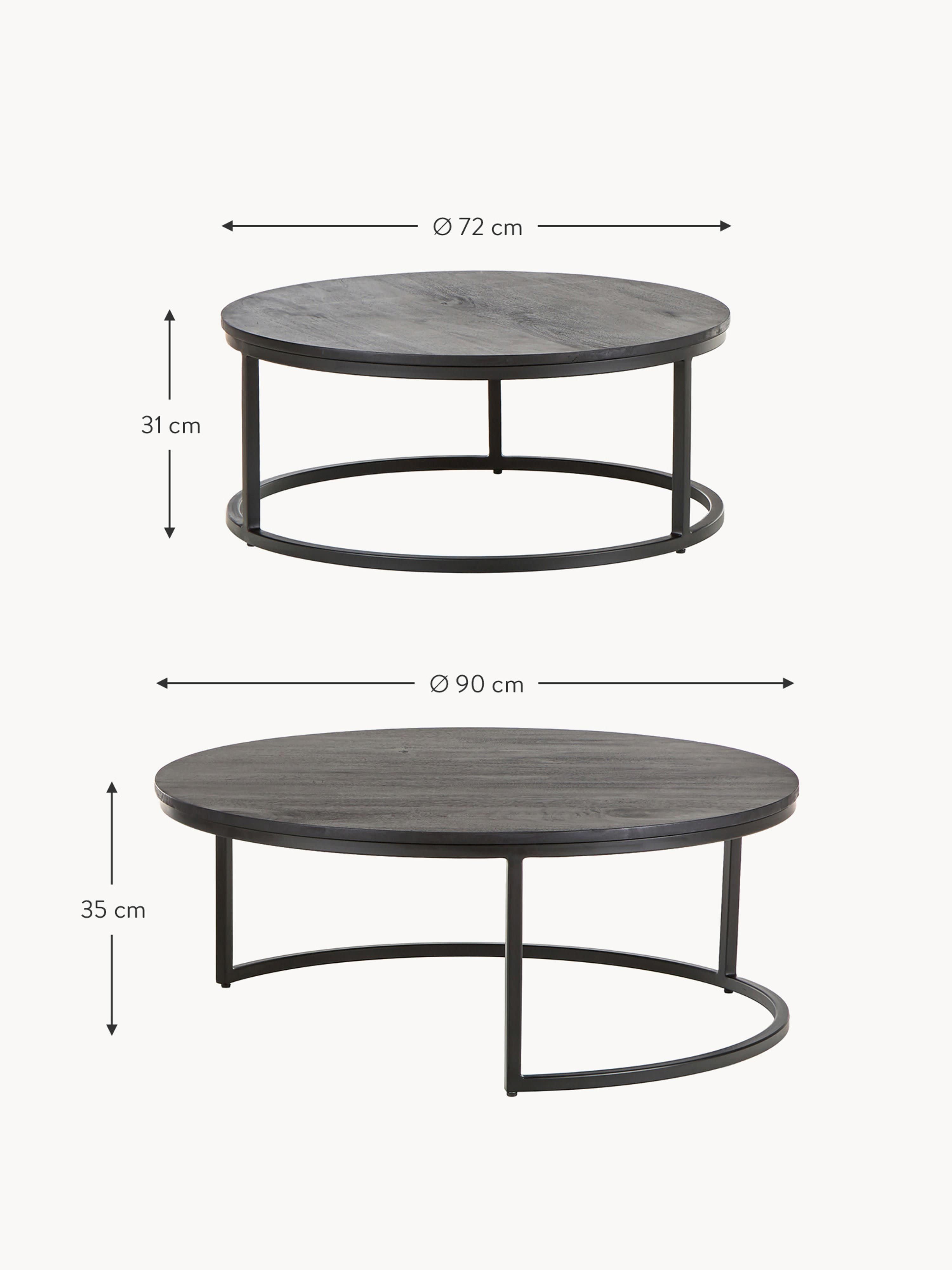 Andrew Round Mango Wood Coffee Tables, Set of 2