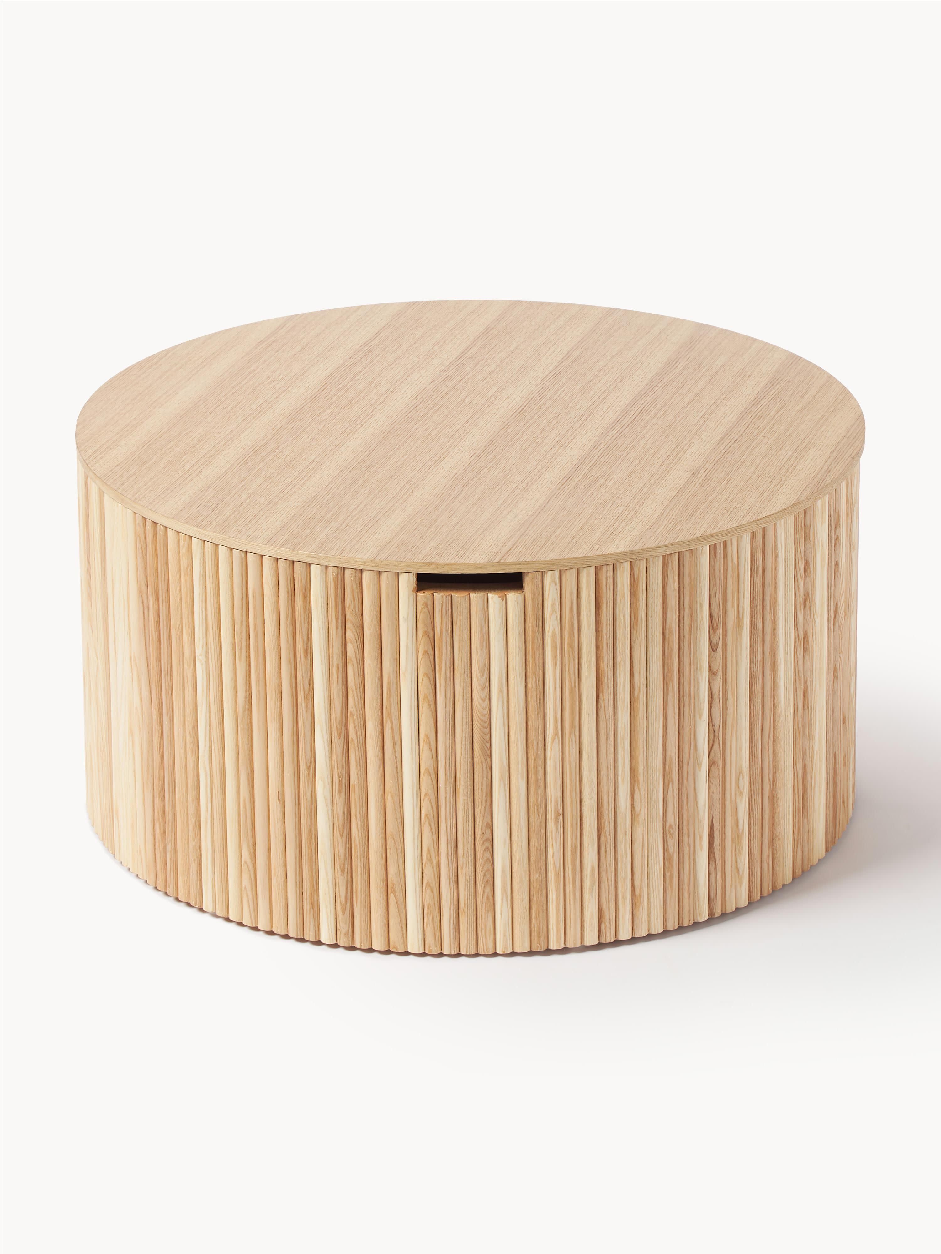 Nele Round Wooden Coffee Table with Storage Space