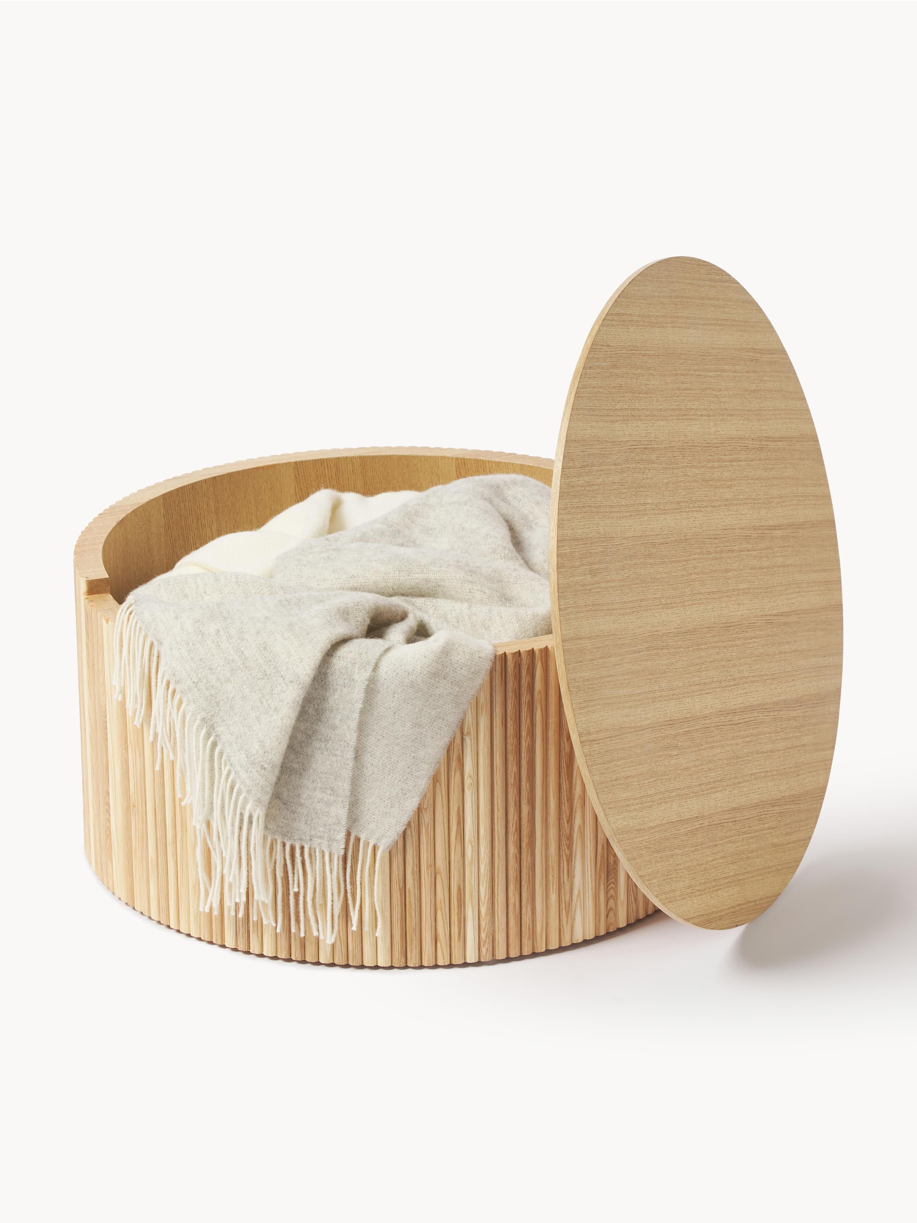 Nele Round Wooden Coffee Table with Storage Space