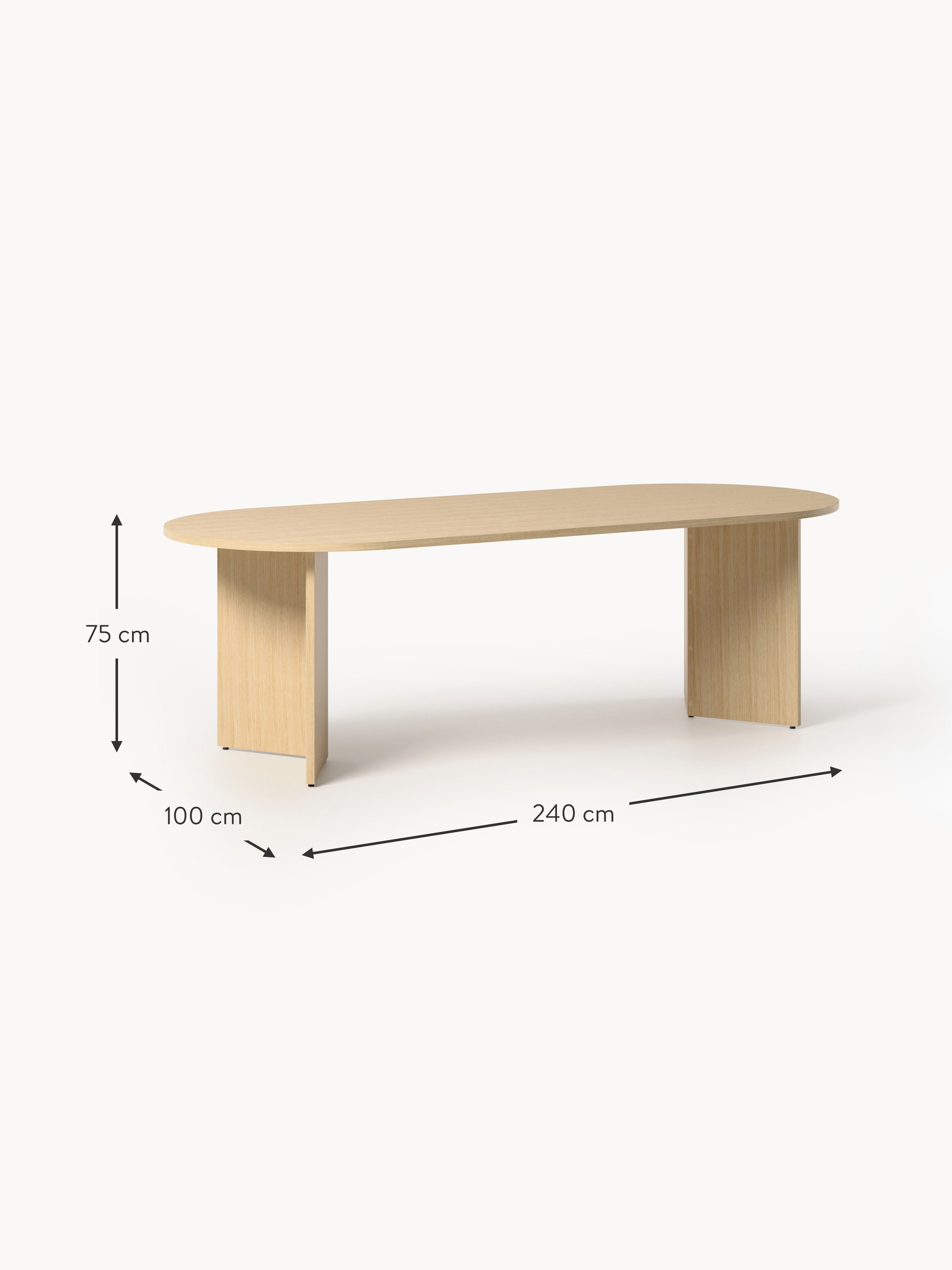 Toni Oval Wooden Dining Table, in various sizes
