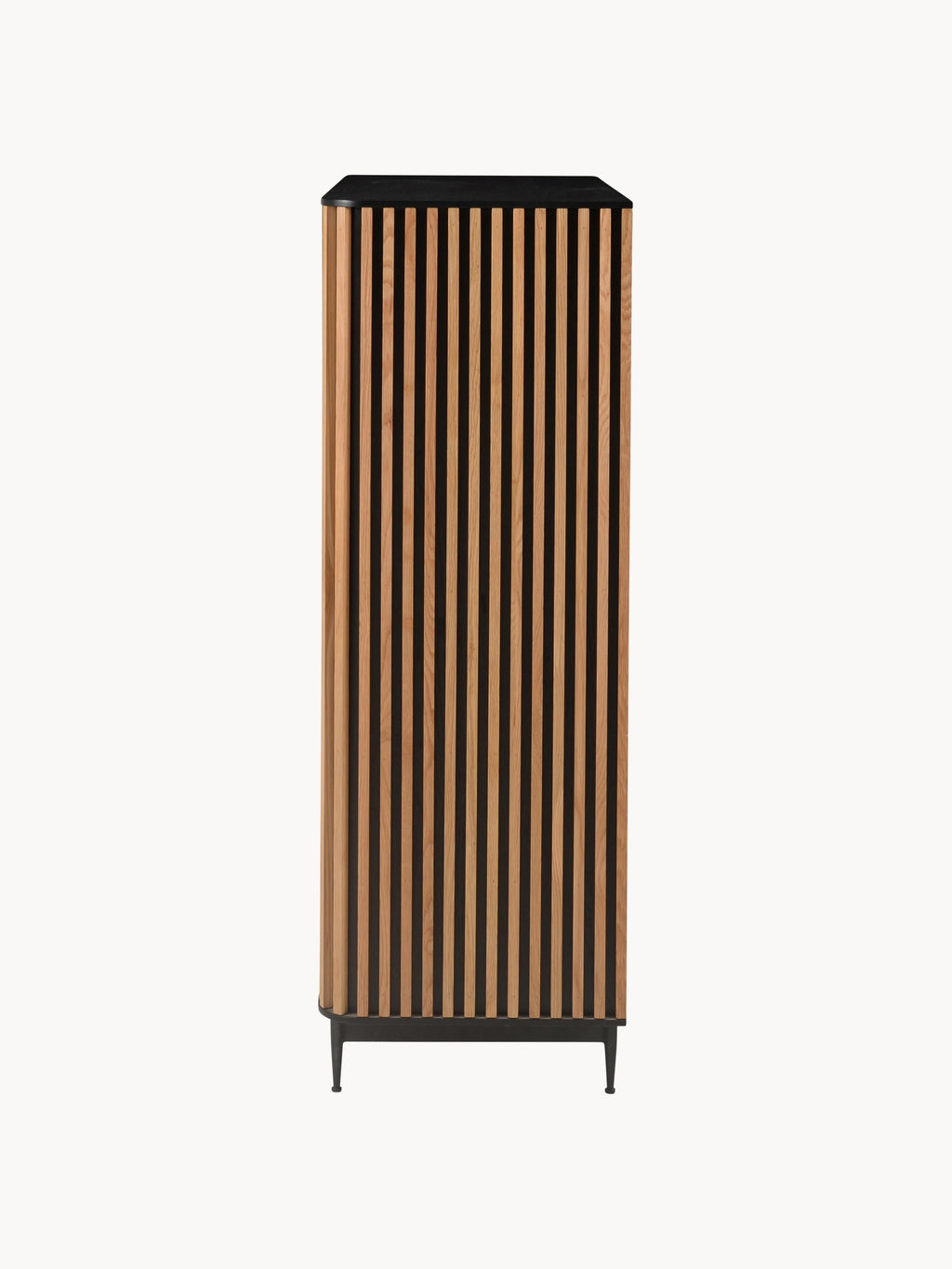 Linea Highboard with Sliding Door and Ribbed Front