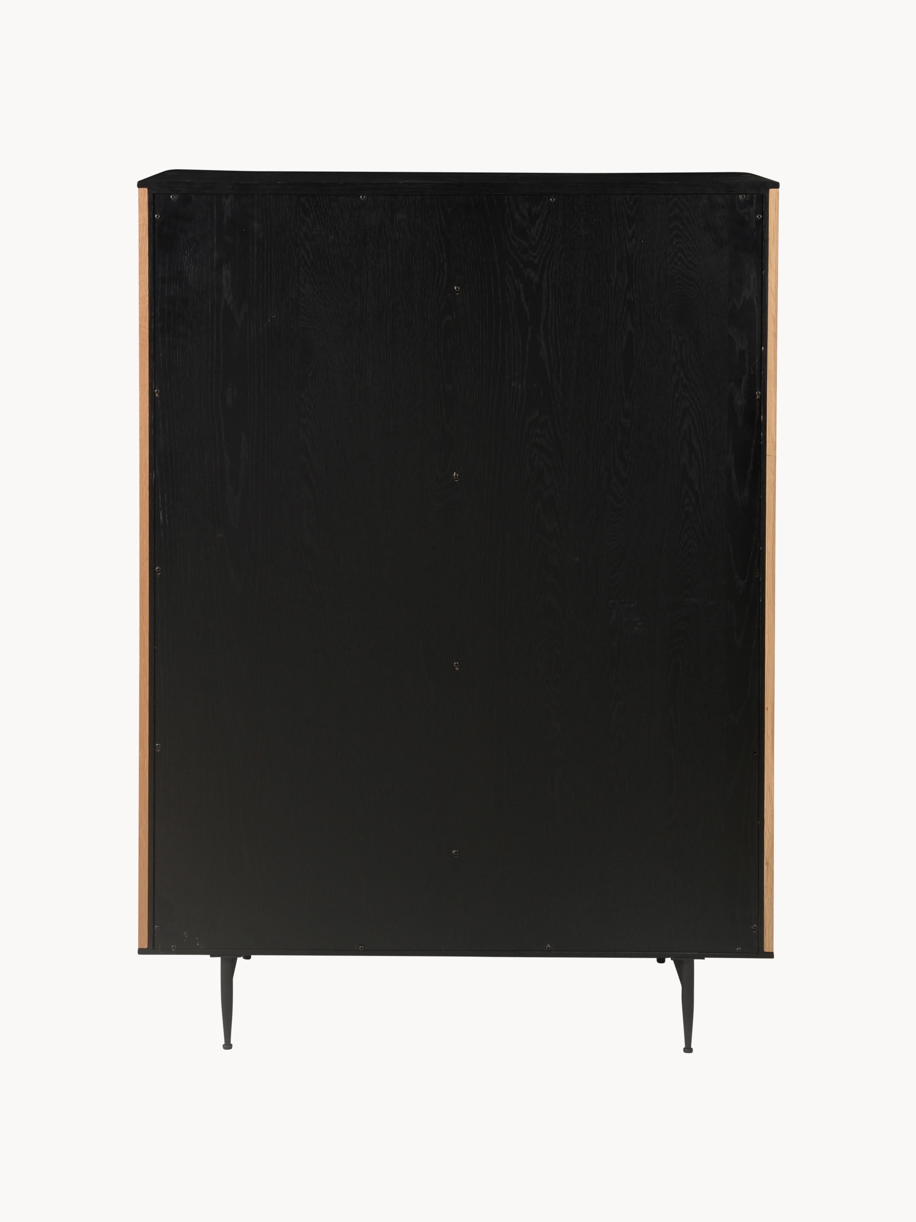 Linea Highboard with Sliding Door and Ribbed Front