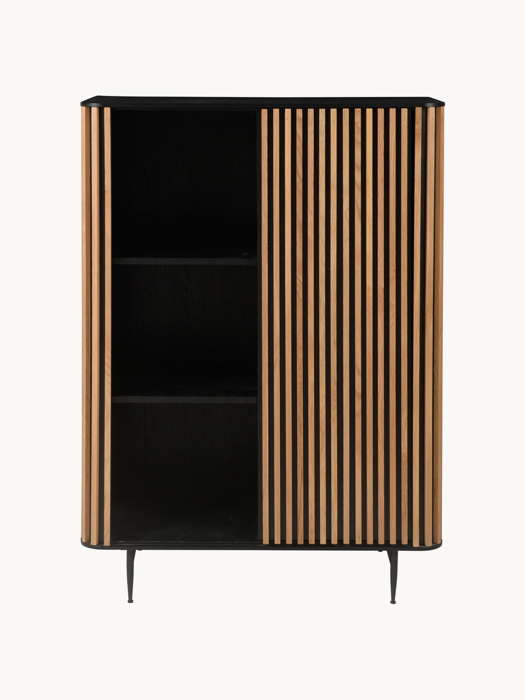 Linea Highboard with Sliding Door and Ribbed Front