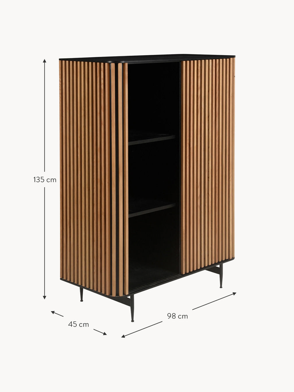 Linea Highboard with Sliding Door and Ribbed Front