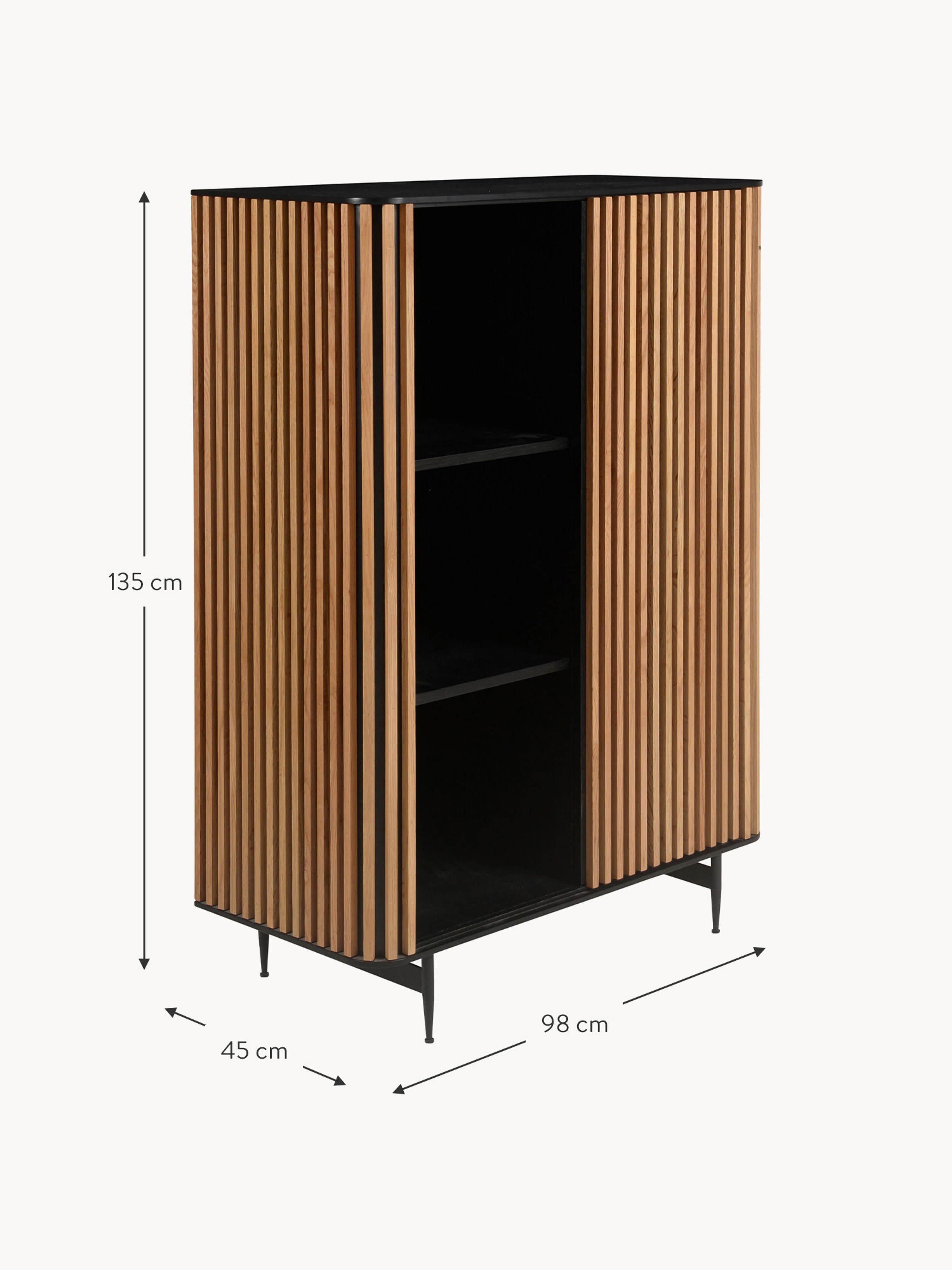 Linea Highboard with Sliding Door and Ribbed Front