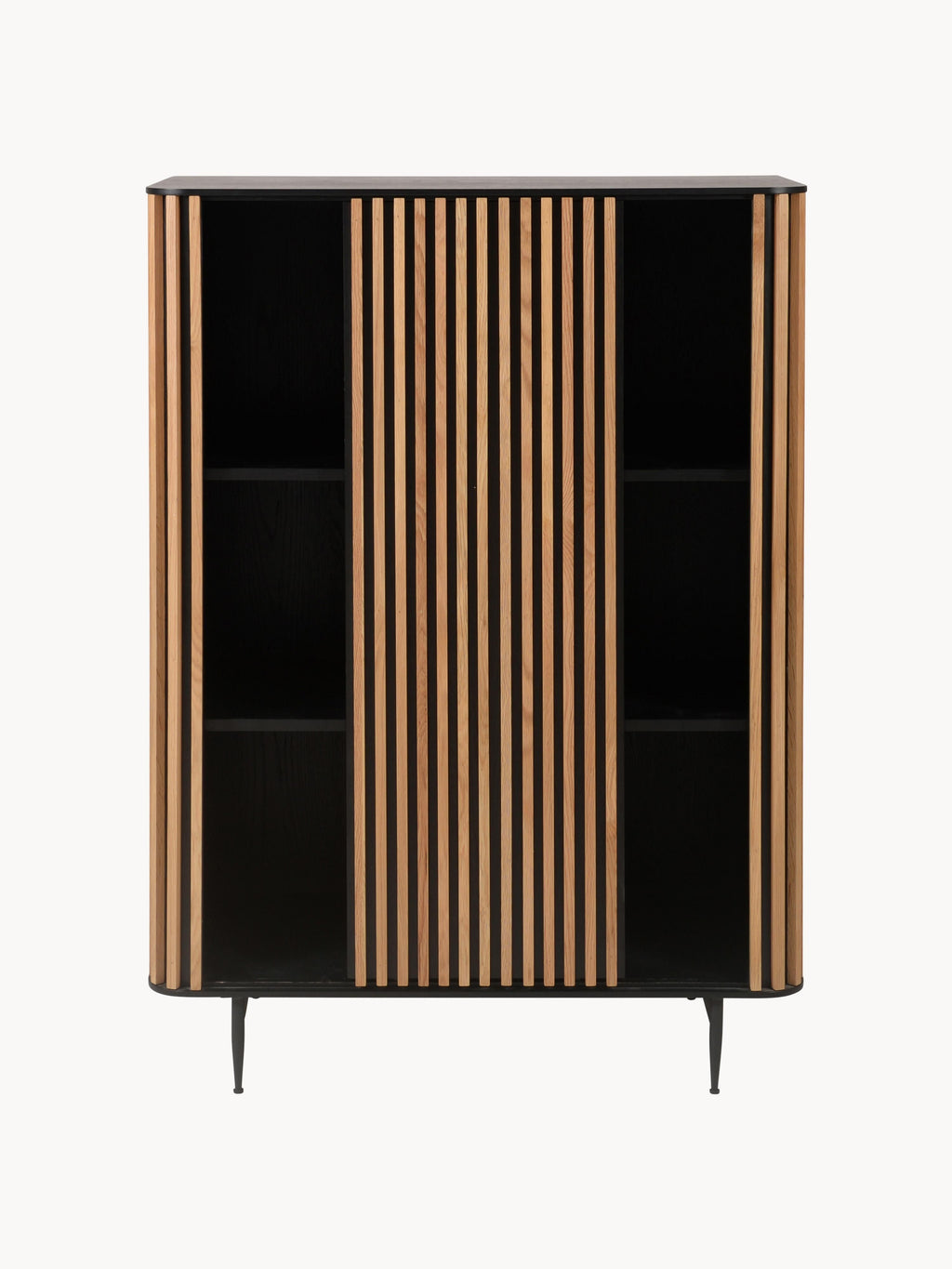 Linea Highboard with Sliding Door and Ribbed Front