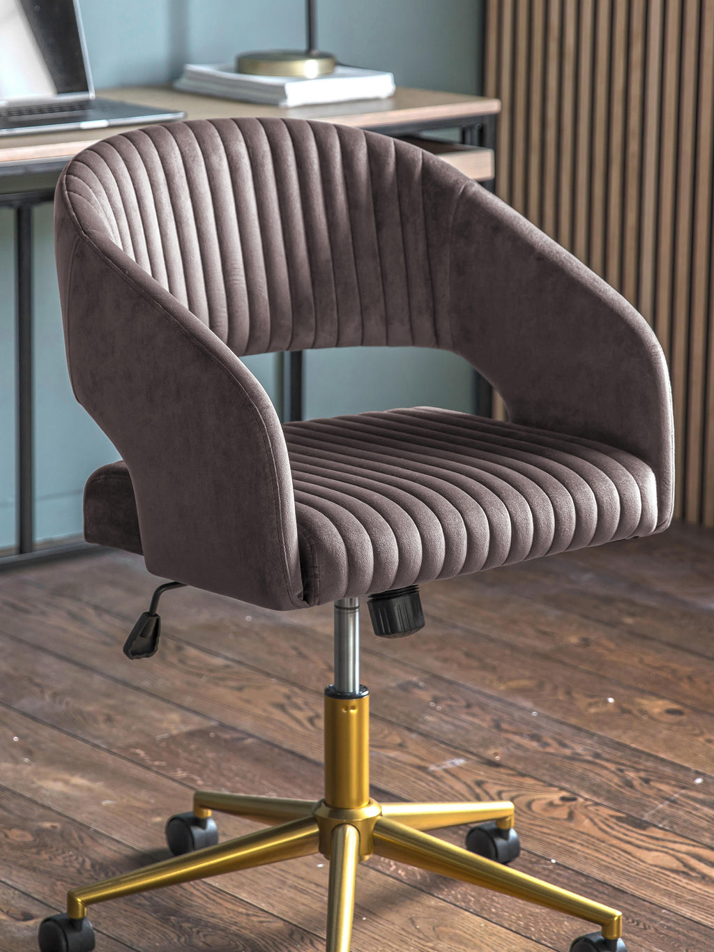 Murray Velvet Desk Chair, Adjustable Height