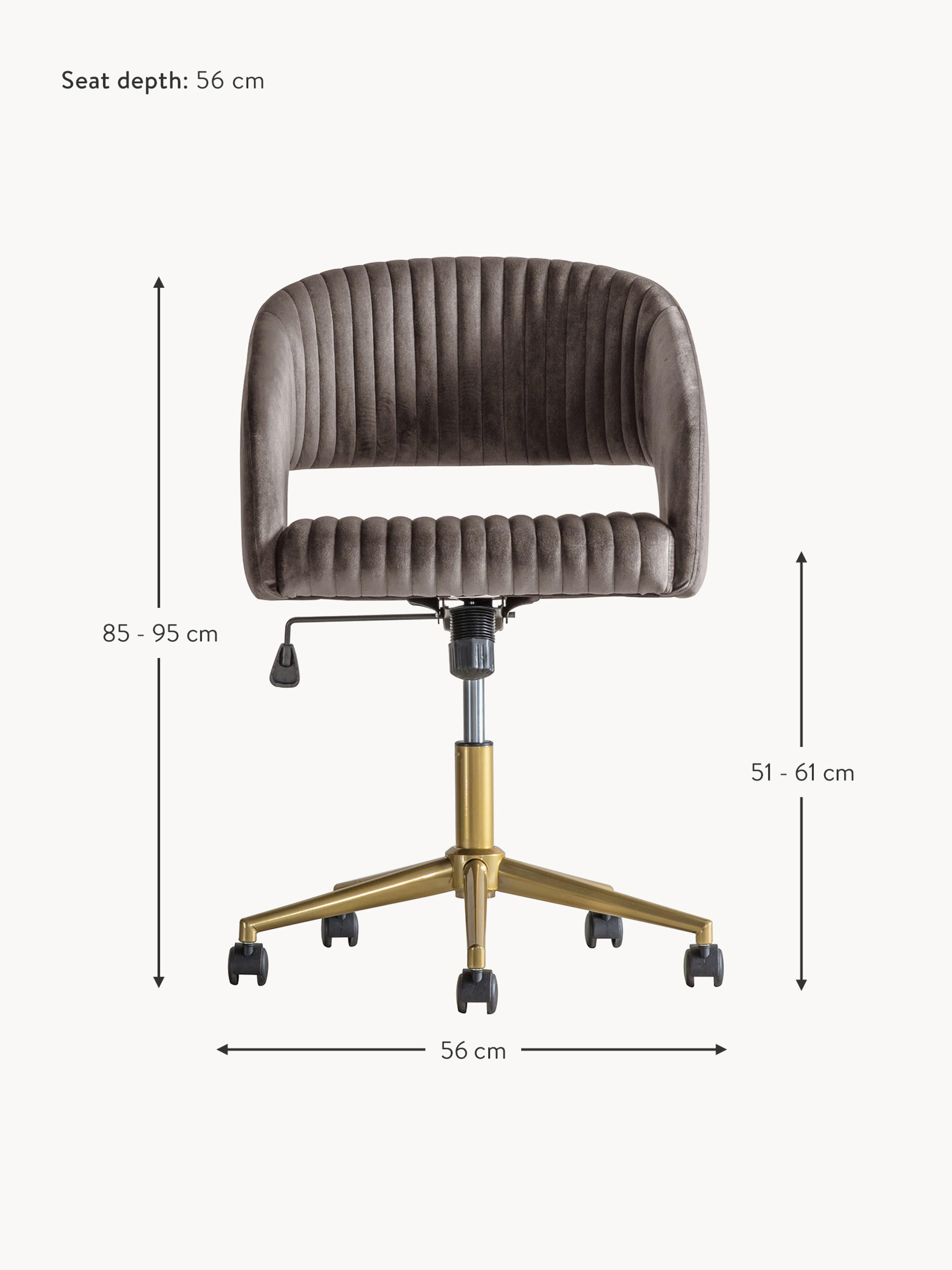 Murray Velvet Desk Chair, Adjustable Height
