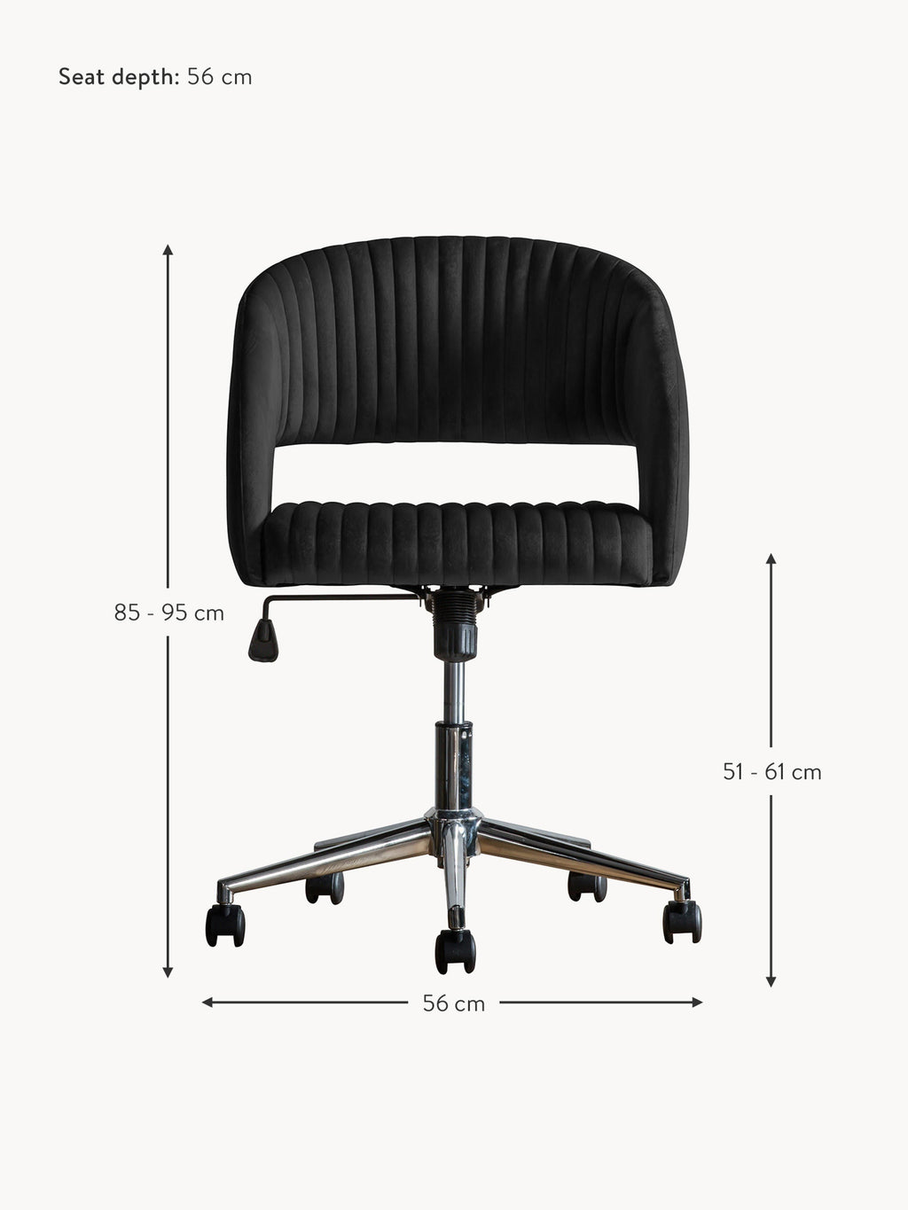 Murray Velvet Desk Chair, Adjustable Height