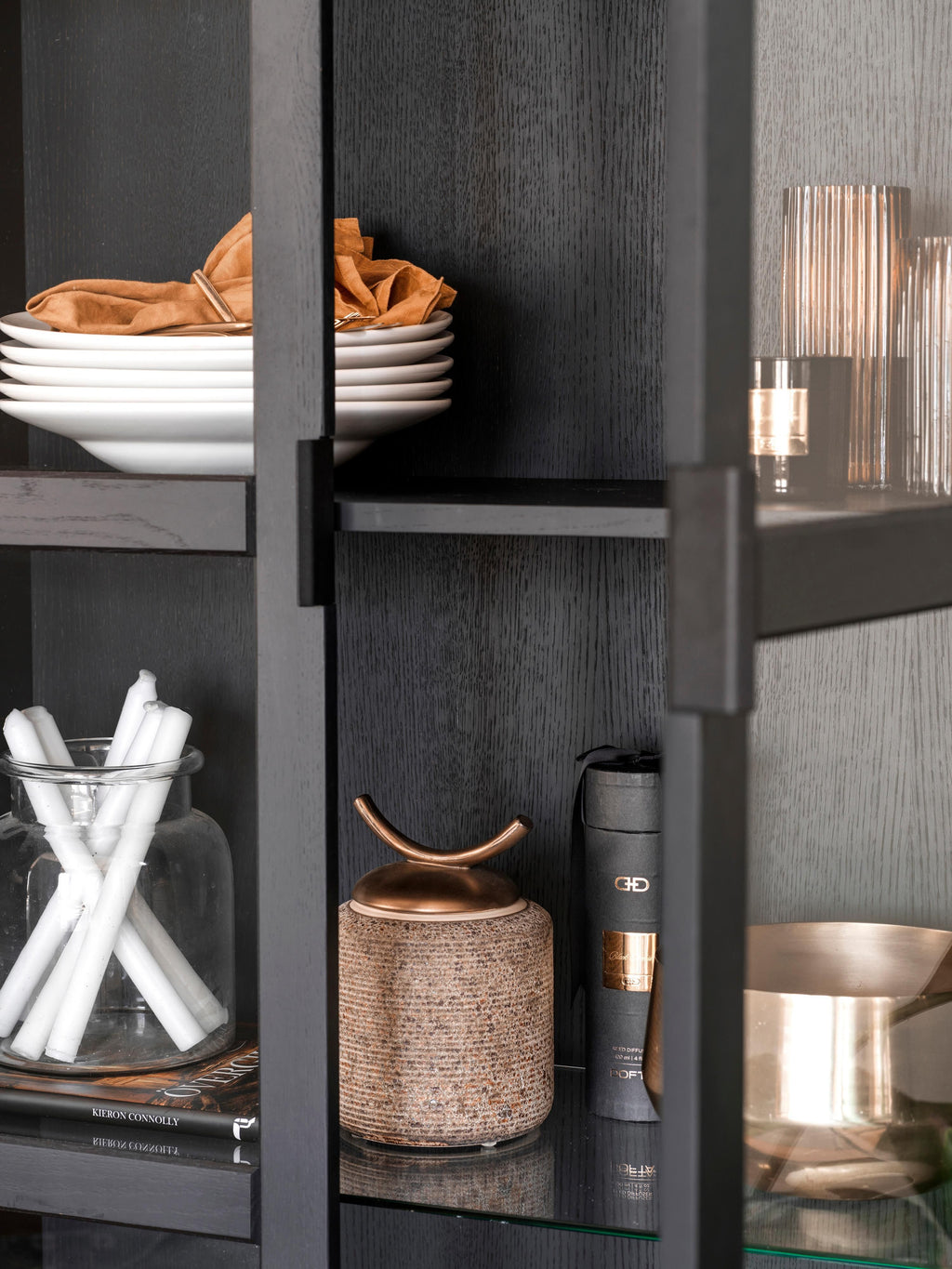 Everett Oak Wood Display Cabinet