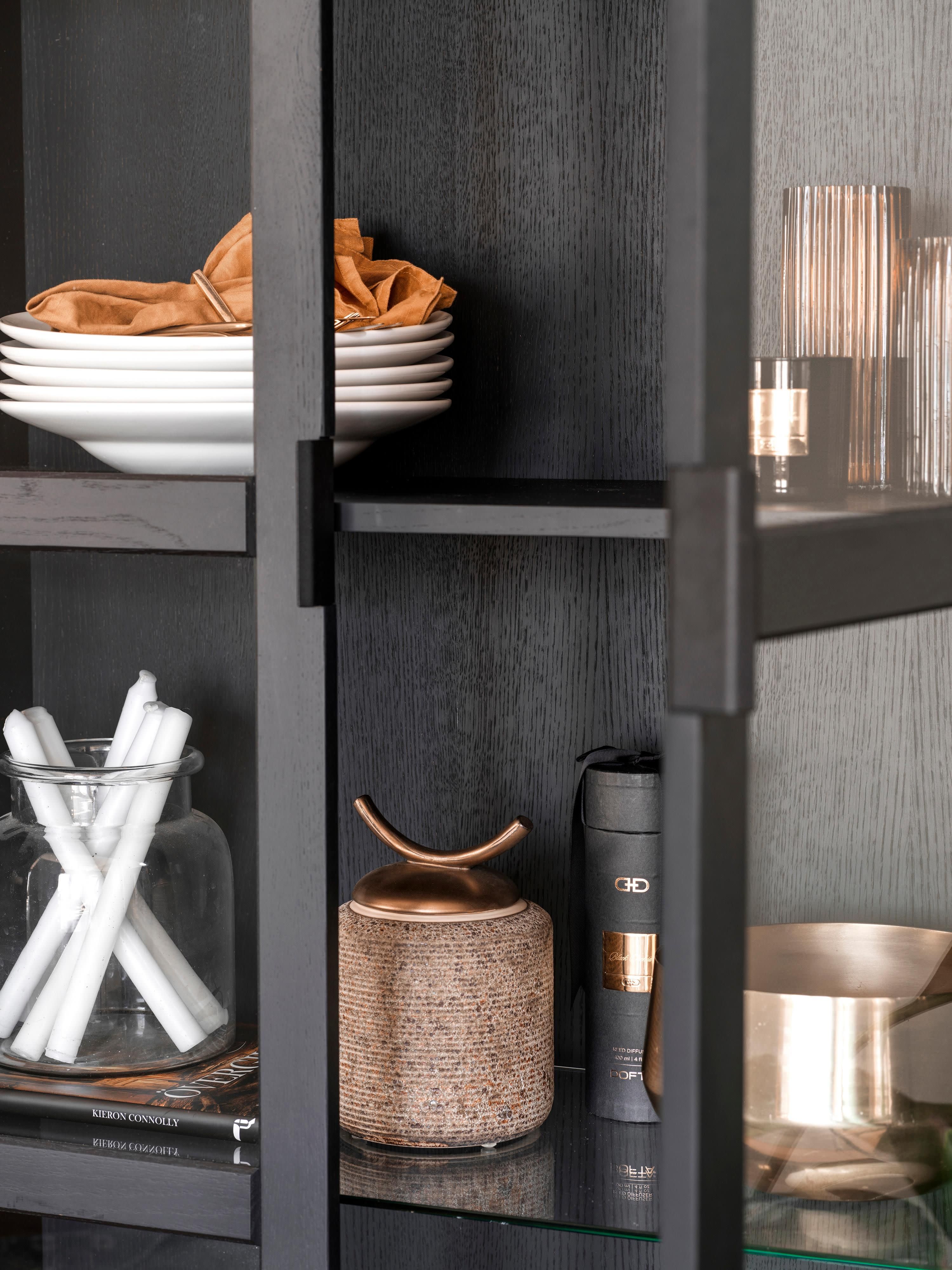 Everett Oak Wood Display Cabinet