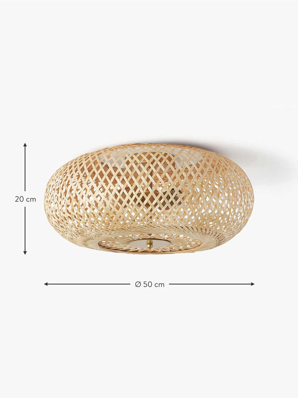 Evelyn Bamboo Design Ceiling Lamp, Untreated