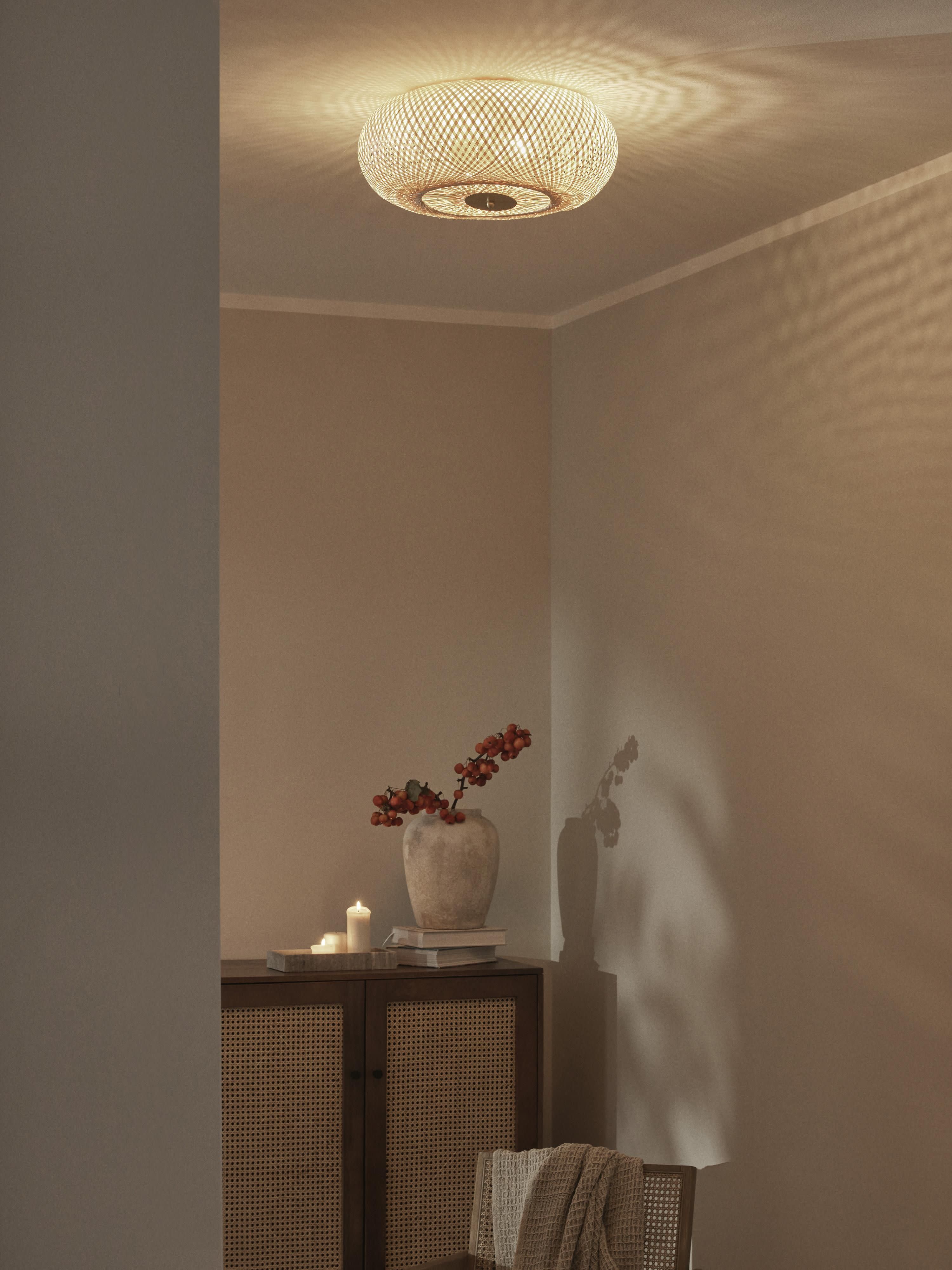 Evelyn Bamboo Design Ceiling Lamp, Untreated